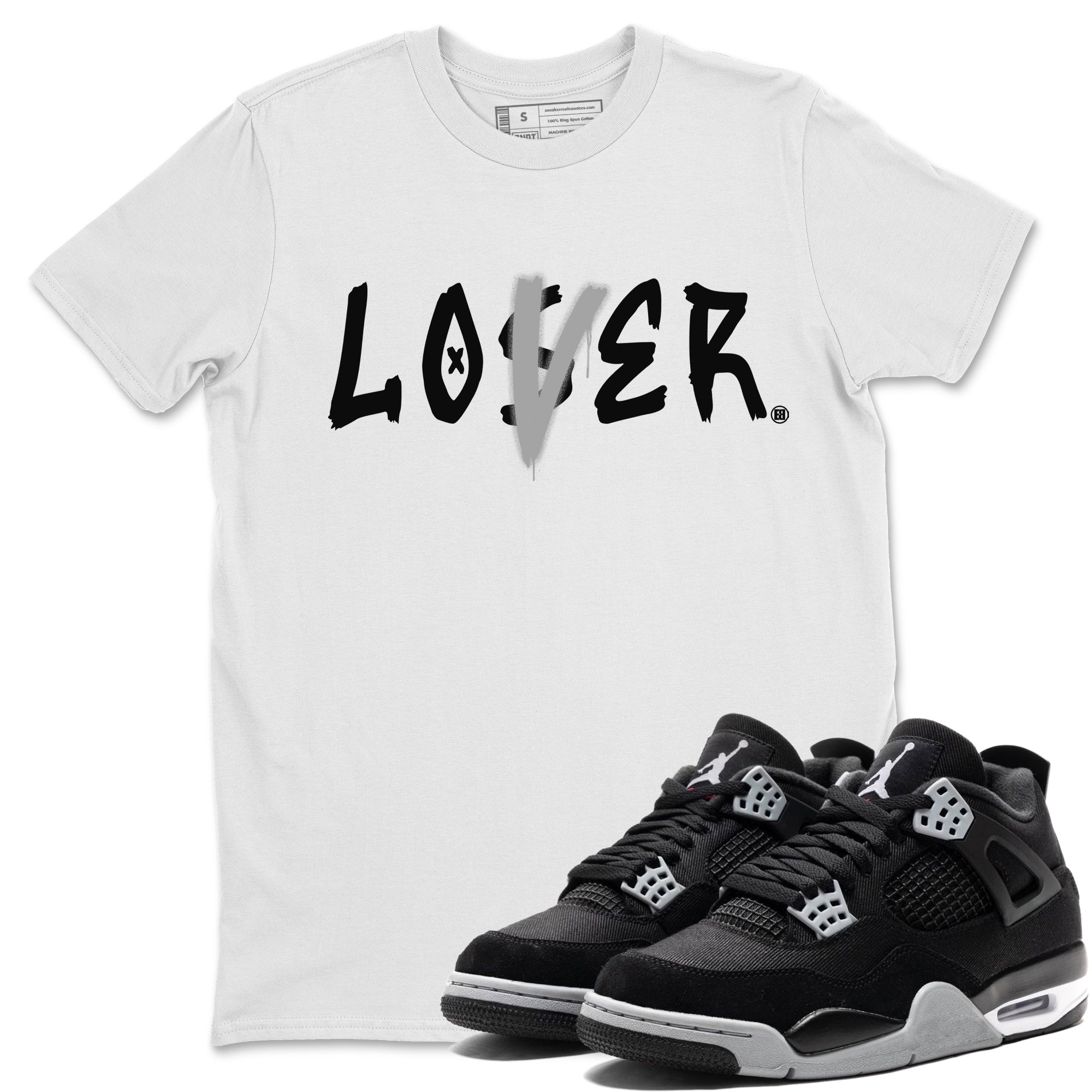 Loser Lover Unisex Tops - Air Jordan 4 Black Canvas