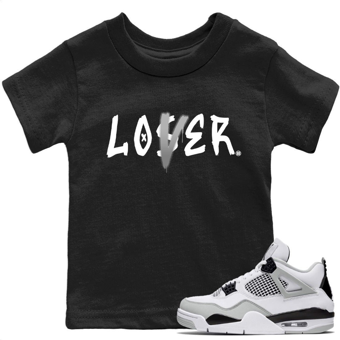 Loser Lover Kids Tops - Air Jordan 4 Military Black