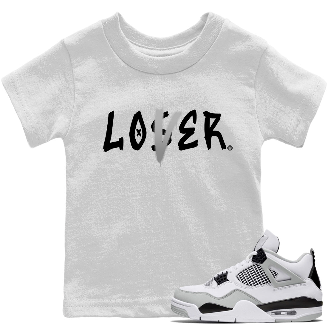 Loser Lover Kids Tops - Air Jordan 4 Military Black