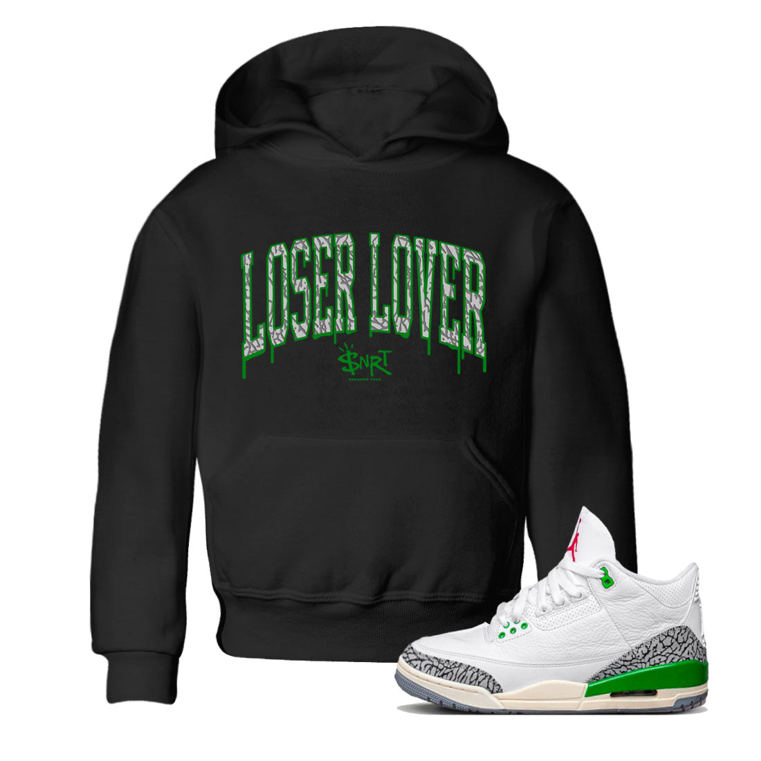 Loser Lover Letter Kids Tops - Air Jordan 3 Lucky Green