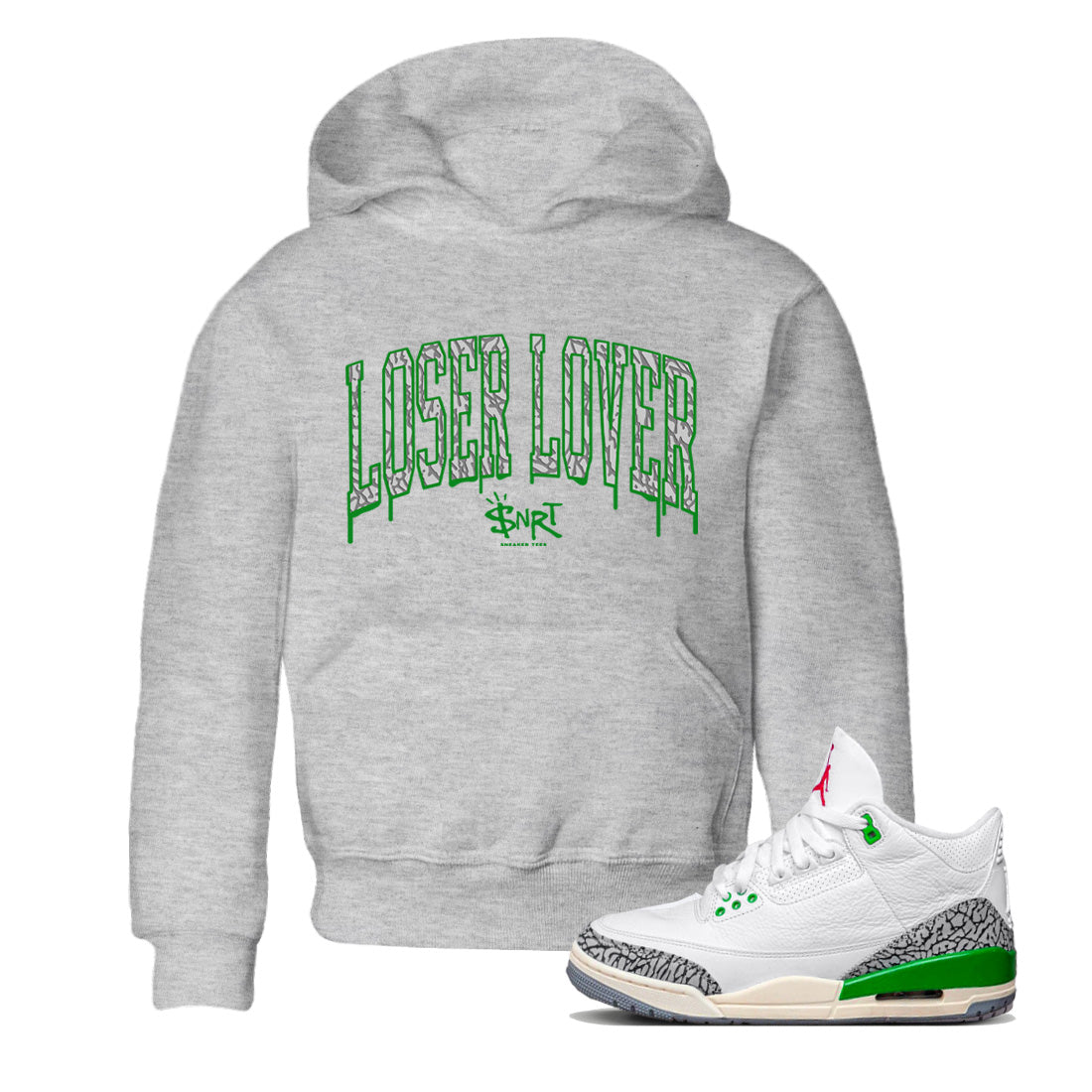 Loser Lover Letter Kids Tops - Air Jordan 3 Lucky Green
