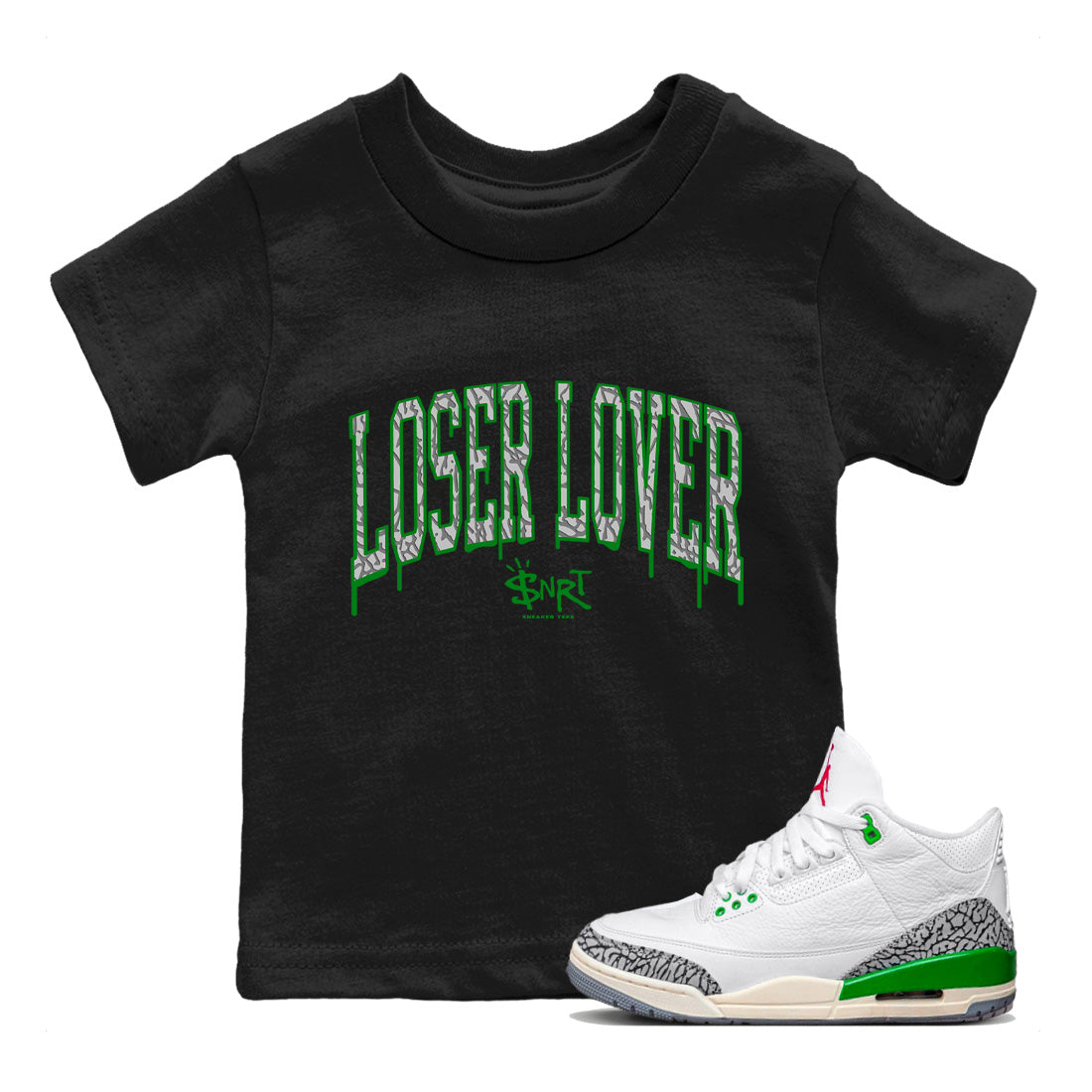 Loser Lover Letter Kids Tops - Air Jordan 3 Lucky Green