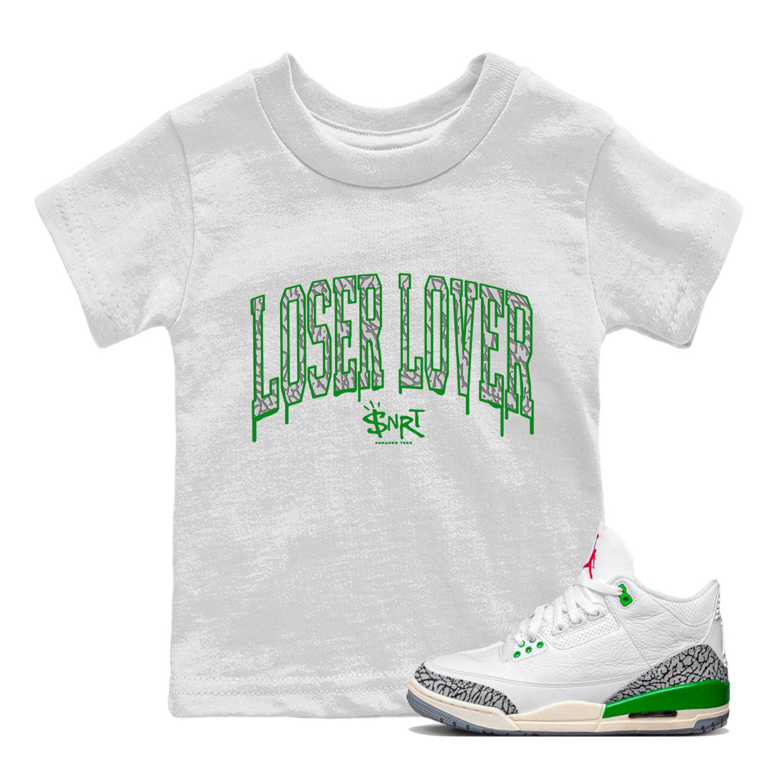 Loser Lover Letter Kids Tops - Air Jordan 3 Lucky Green