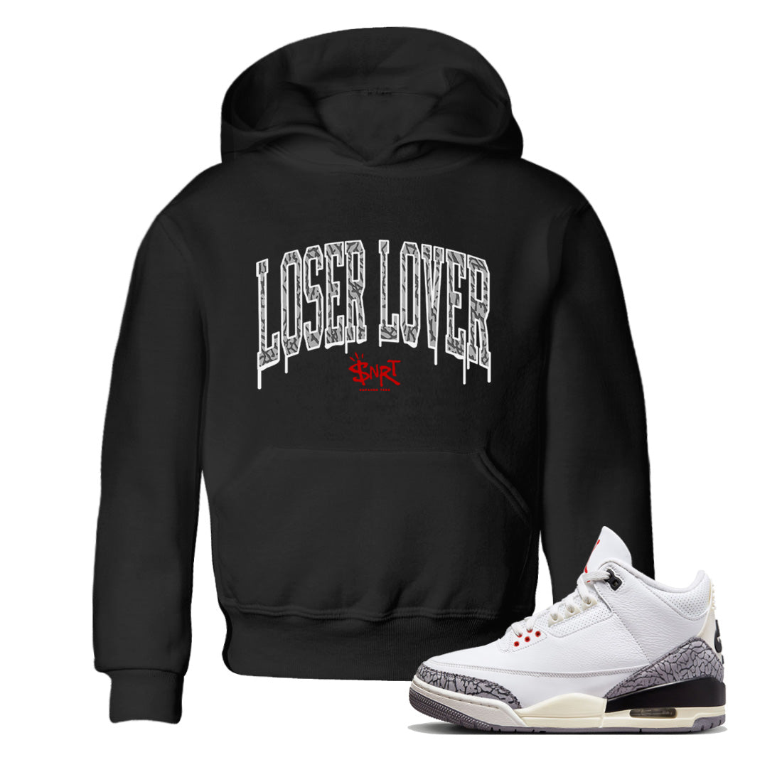 Loser Lover Letter Kids Tops - Air Jordan 3 White Cement