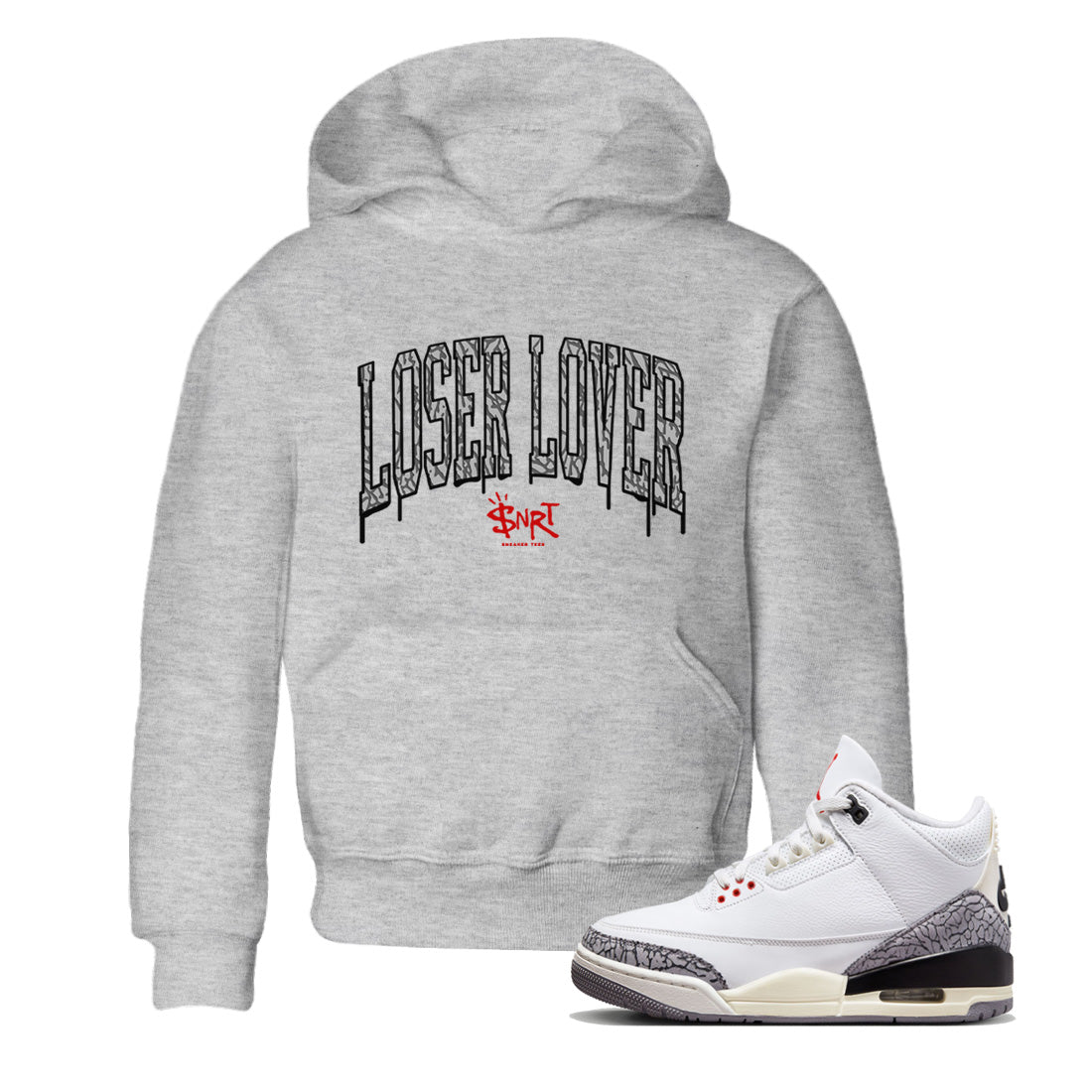 Loser Lover Letter Kids Tops - Air Jordan 3 White Cement