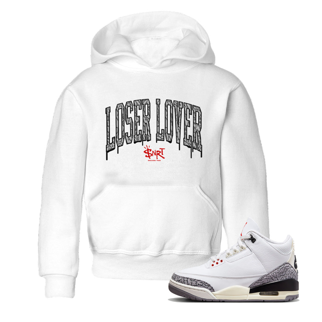 Loser Lover Letter Kids Tops - Air Jordan 3 White Cement