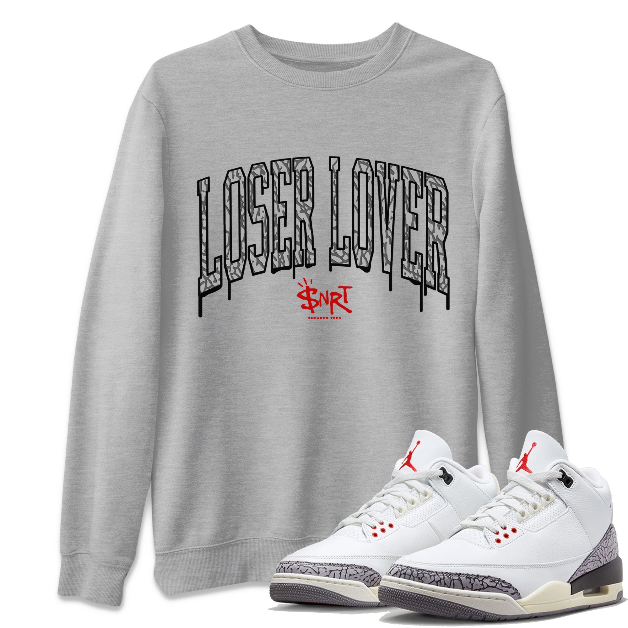 Loser Lover Letter Unisex Tops - Air Jordan 3 White Cement