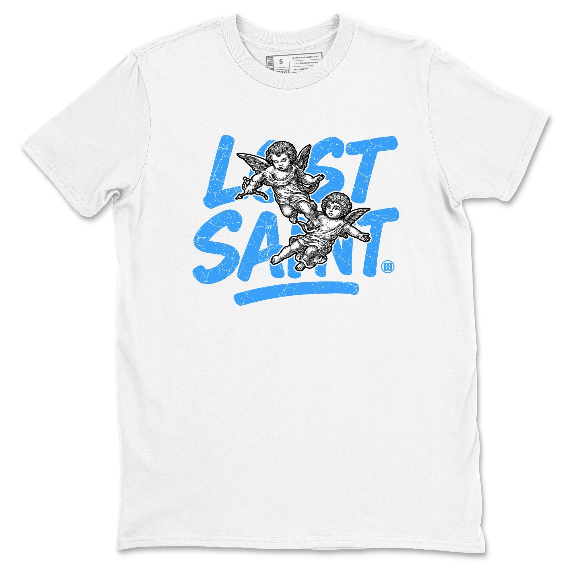 Lost Saint snkmatch Tees - Air Jordan 12 White and University Blue