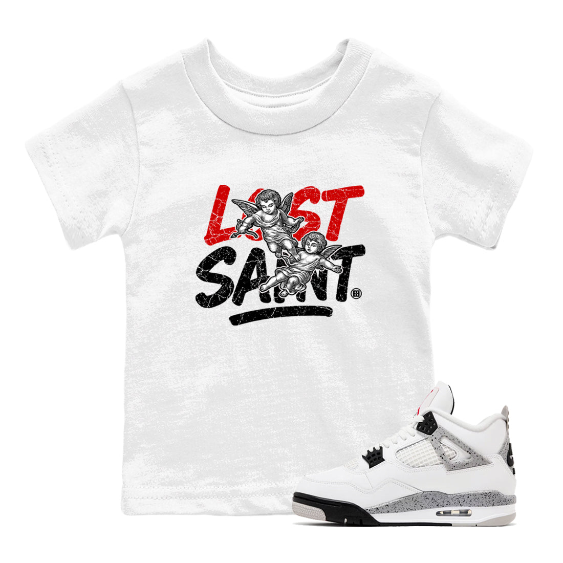 Lost Saint snkmatch Tees Kids - Air Jordan 4 White Cement