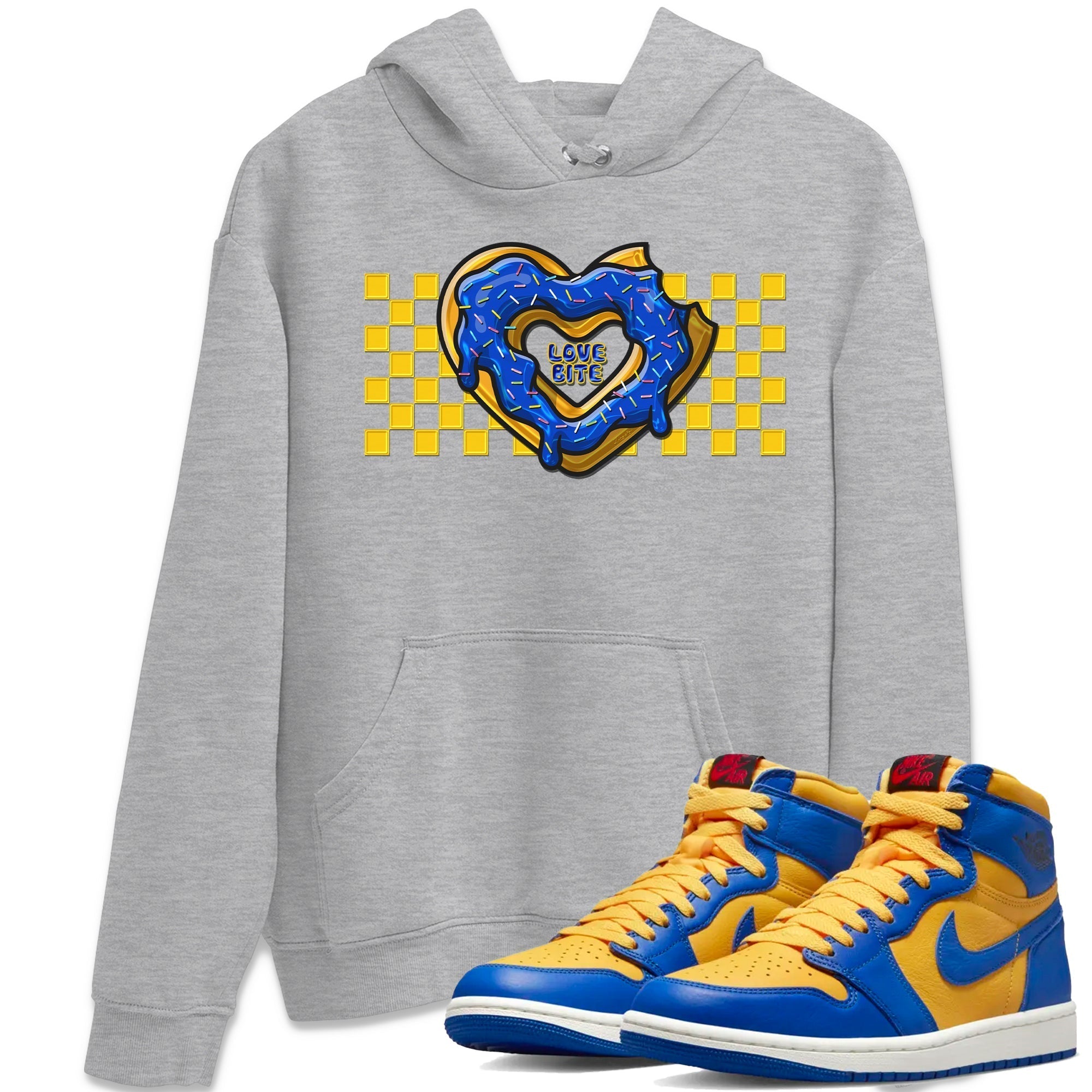 Love Bite Unisex Tops - Air Jordan 1 Game Royal Varsity Maize