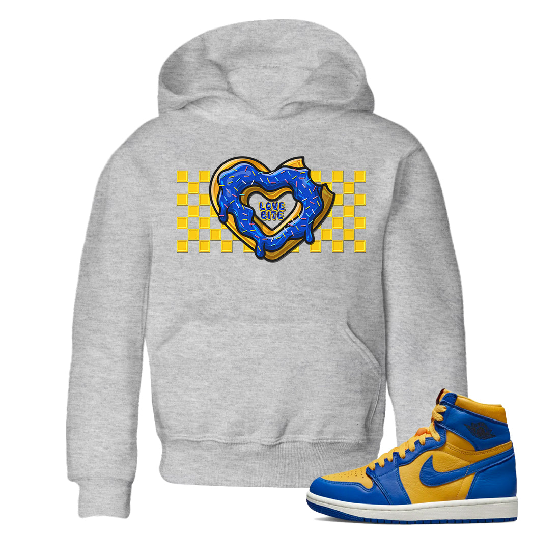 Love Bite Kids Tops - Air Jordan 1 Game Royal Varsity Maize