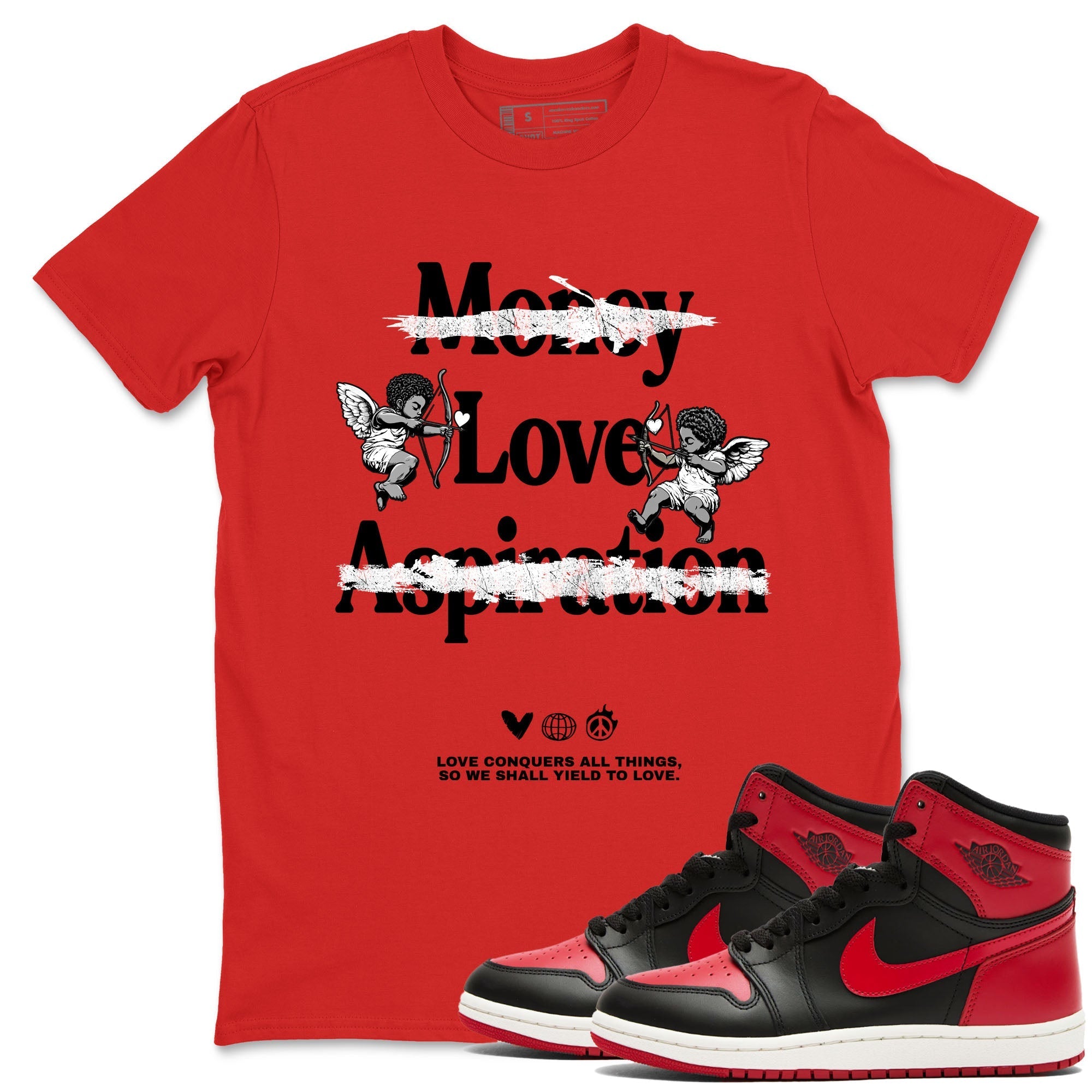 Love Conquers All Things snkmatch Tees - Air Jordan 1 '85 Bred