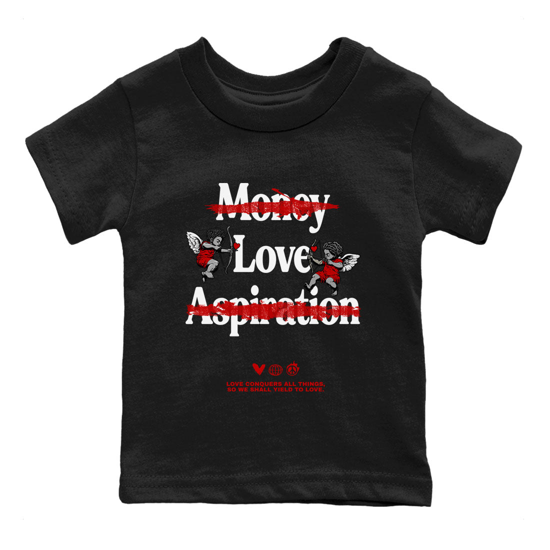 Love Conquers All Things snkmatch Tees Kids - Air Jordan 1 Black Toe Reimagined