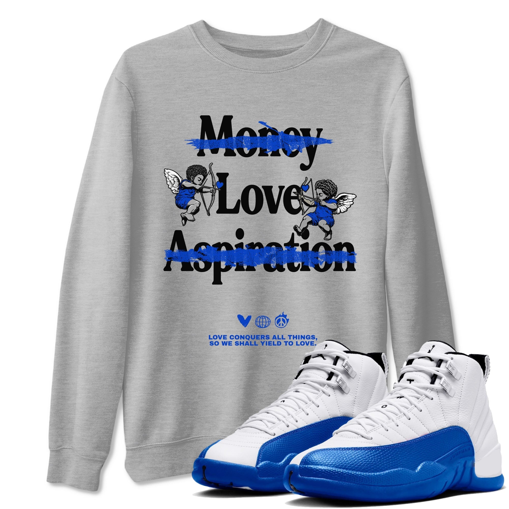 Love Conquers All Things snkmatch Tees - Air Jordan 12 Blueberry