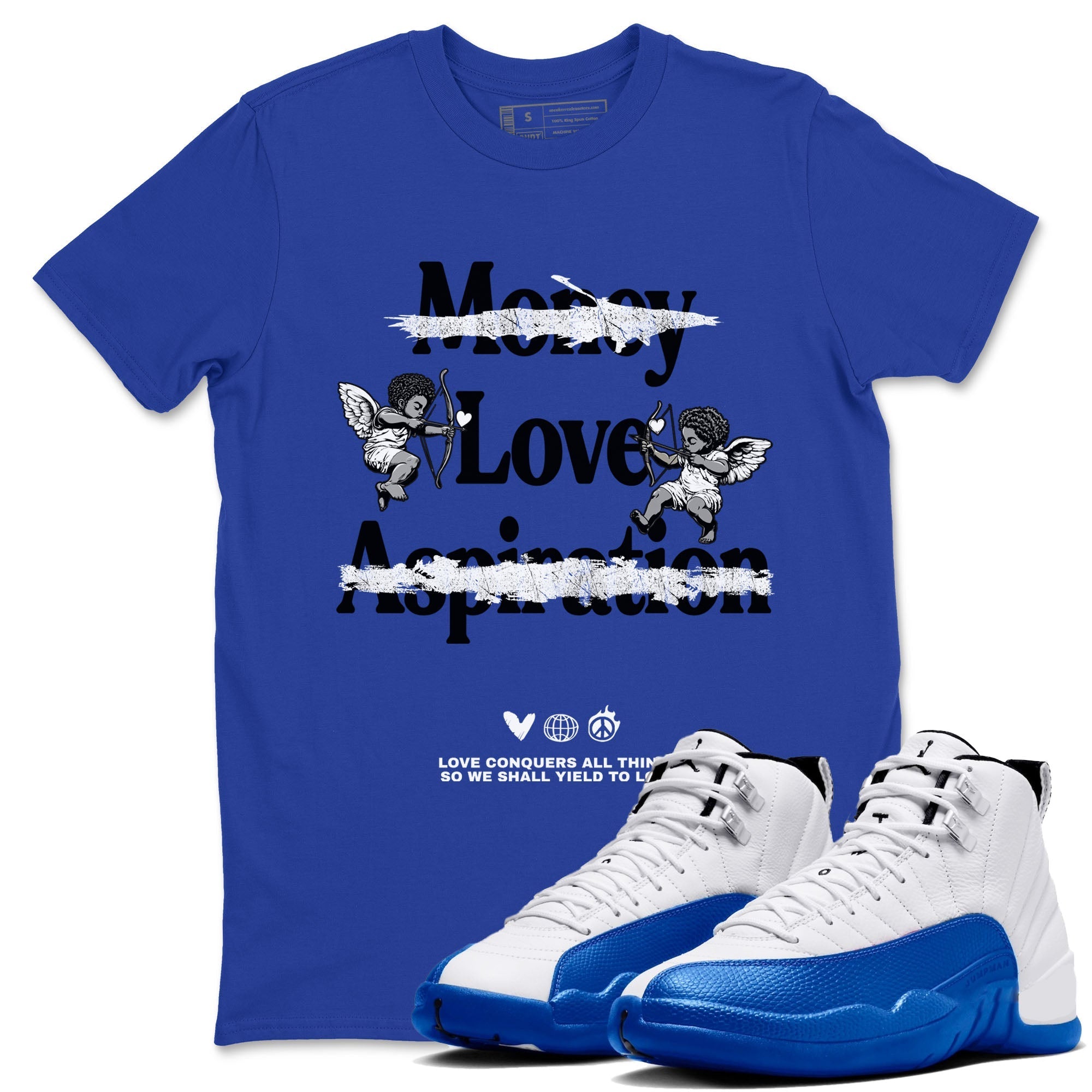 Love Conquers All Things snkmatch Tees - Air Jordan 12 Blueberry