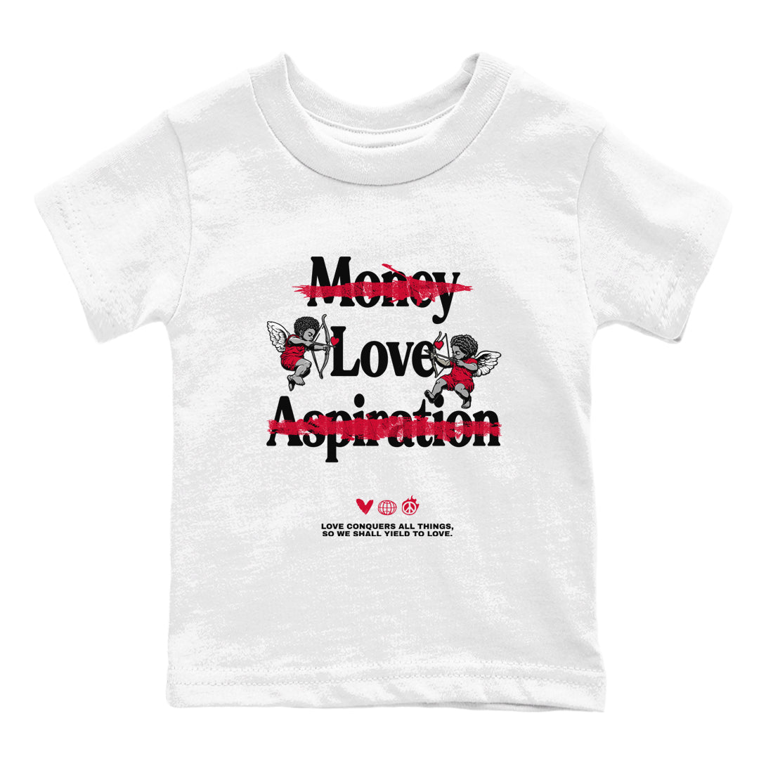 Love Conquers All Things snkmatch Tees Kids - Air Jordan 12 Flu Game