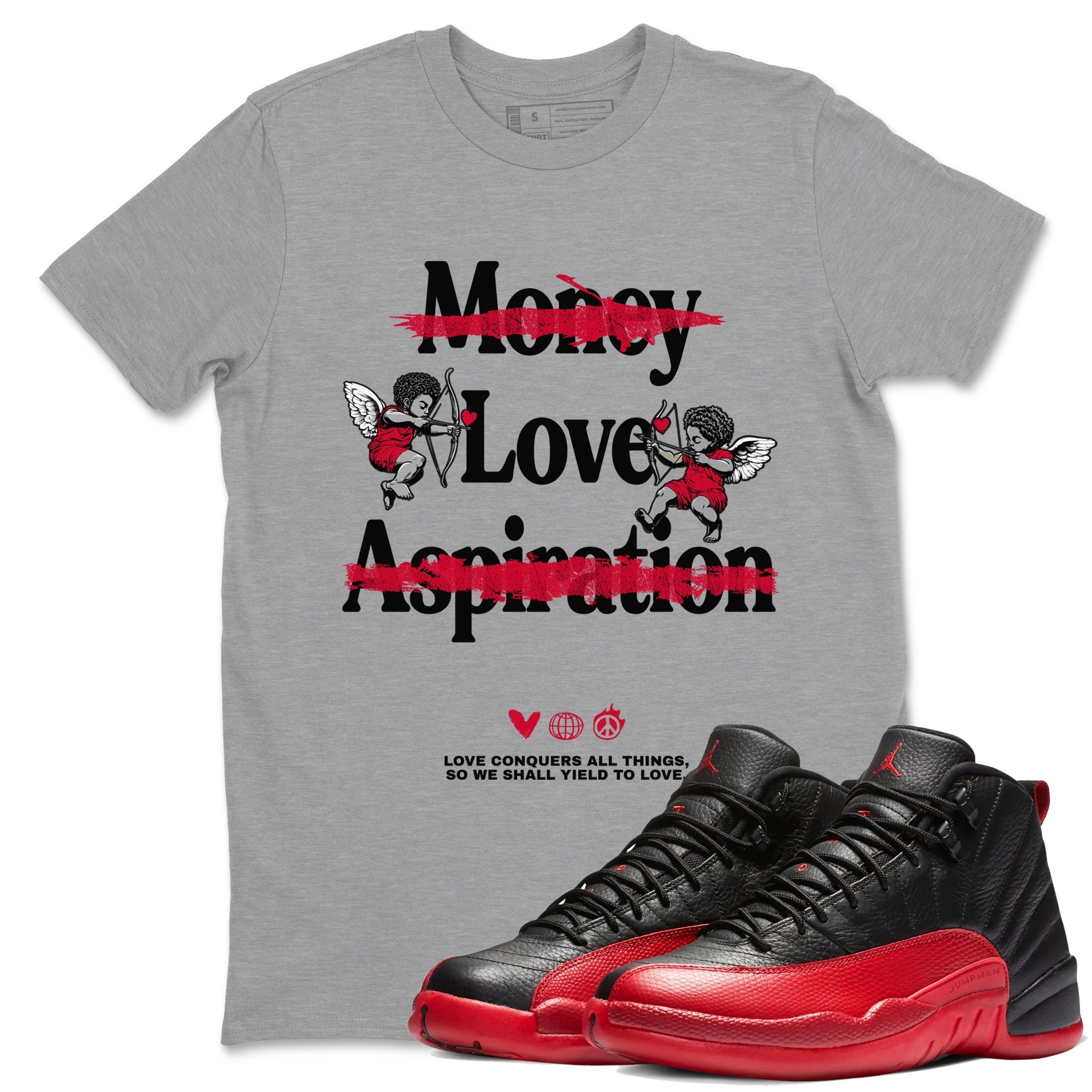 Love Conquers All Things snkmatch Tees - Air Jordan 12 Flu Game