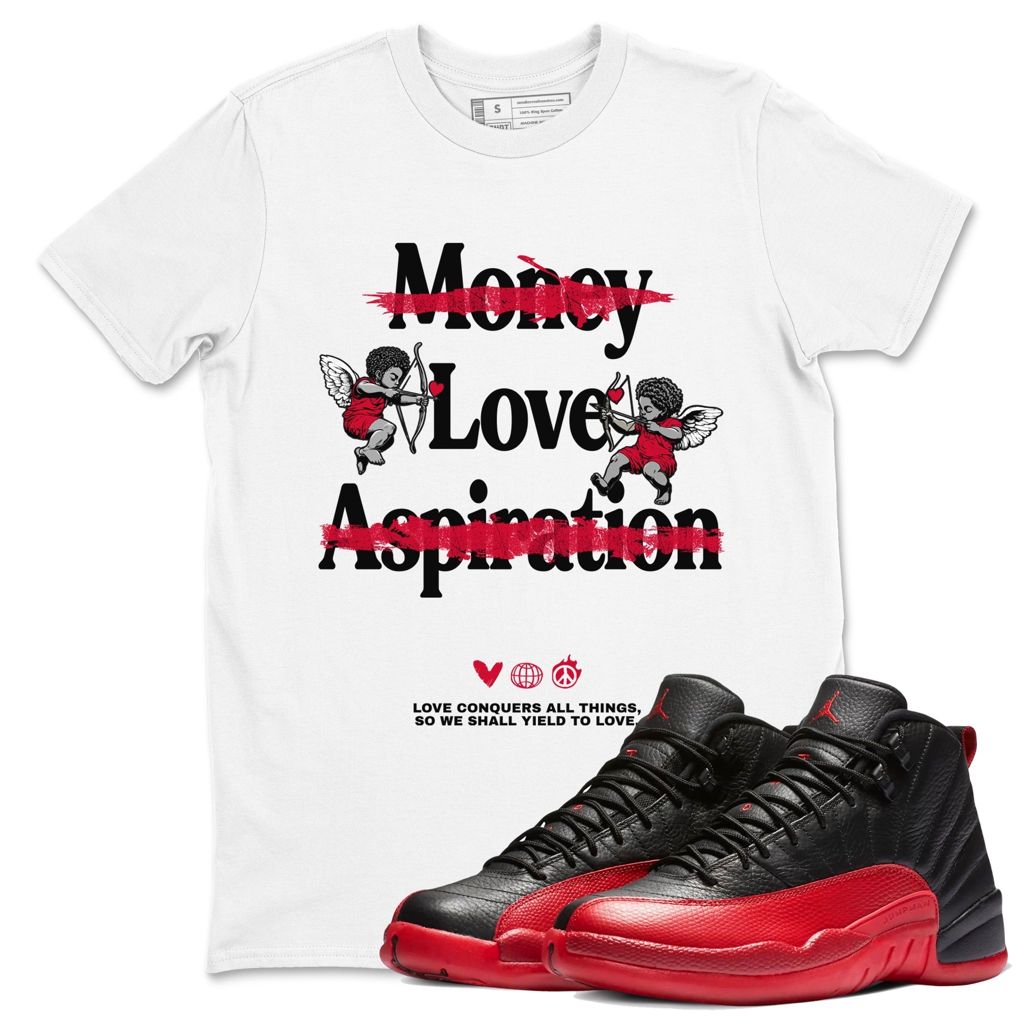 Love Conquers All Things snkmatch Tees - Air Jordan 12 Flu Game