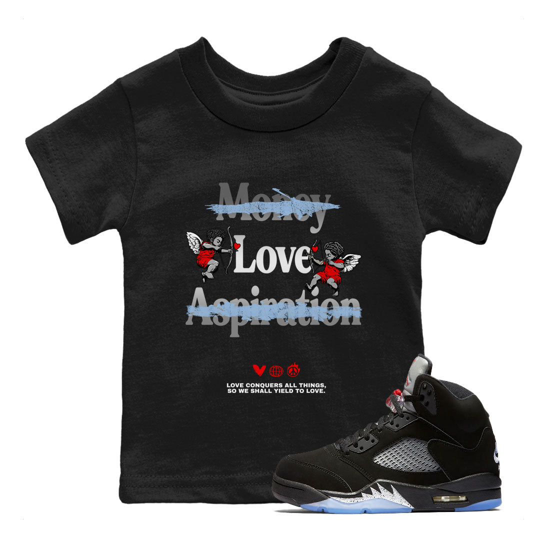 Love Conquers All Things snkmatch Tees Kids - Air Jordan 5 Reimagined