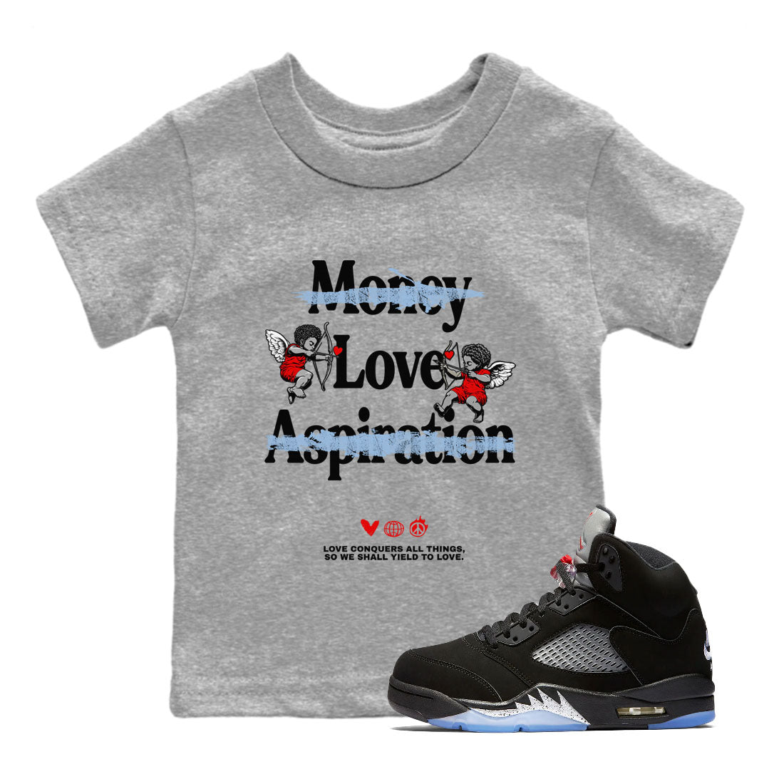 Love Conquers All Things snkmatch Tees Kids - Air Jordan 5 Reimagined