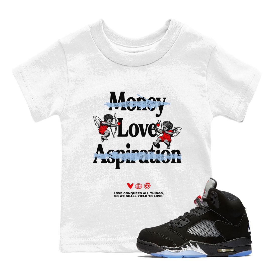 Love Conquers All Things snkmatch Tees Kids - Air Jordan 5 Reimagined