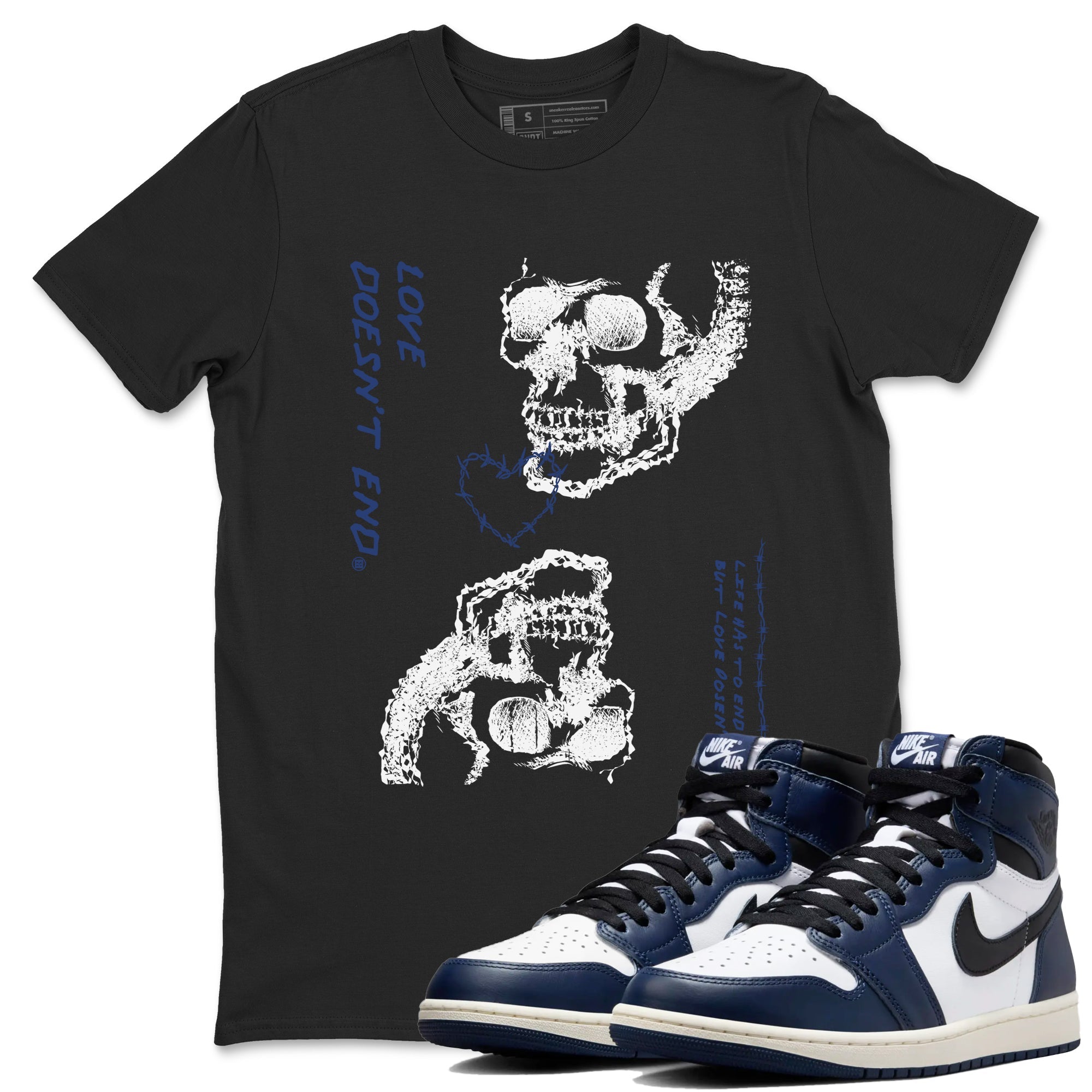 Love Doesn't End snkmatch Tees - Air Jordan 1 Midnight Navy