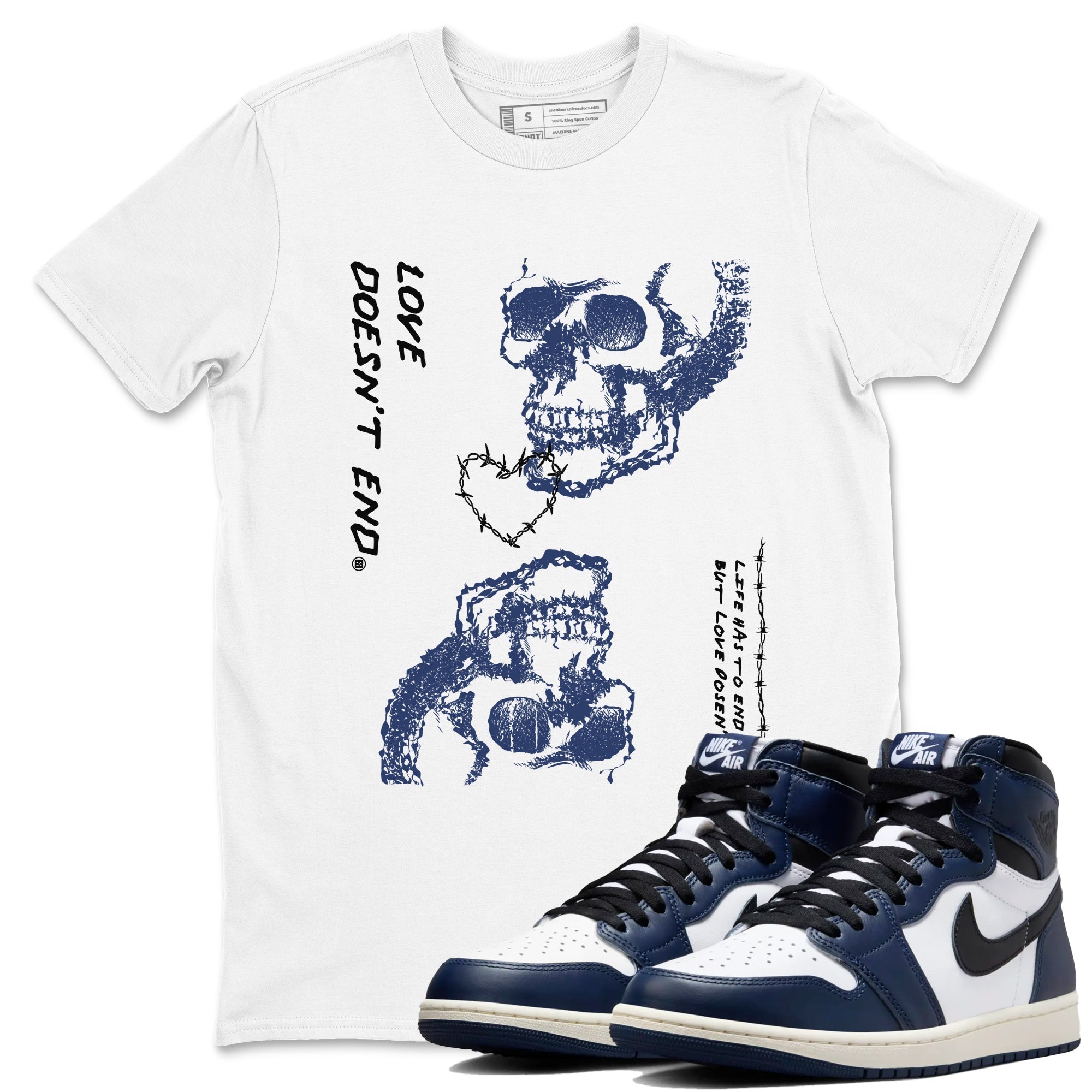 Love Doesn't End snkmatch Tees - Air Jordan 1 Midnight Navy