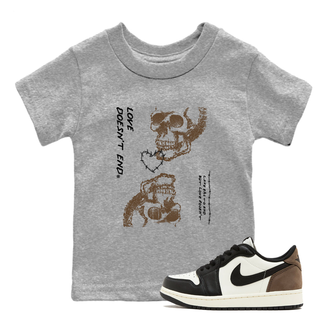 Love Doesn't End snkmatch Tees Kids - Air Jordan 1 Mocha