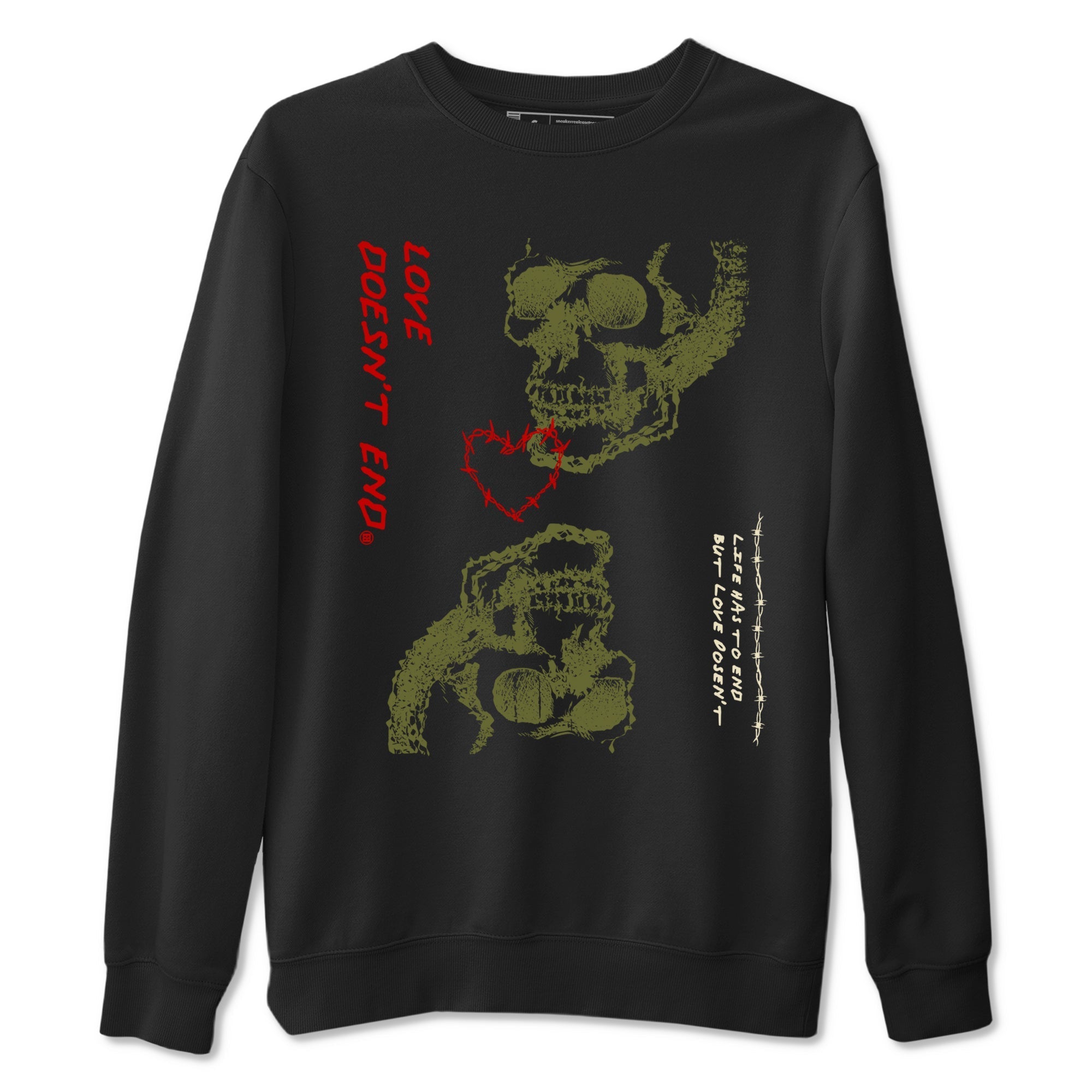 Love Doesn't End snkmatch Tees - Air Jordan 1 Travis Scott Medium Olive