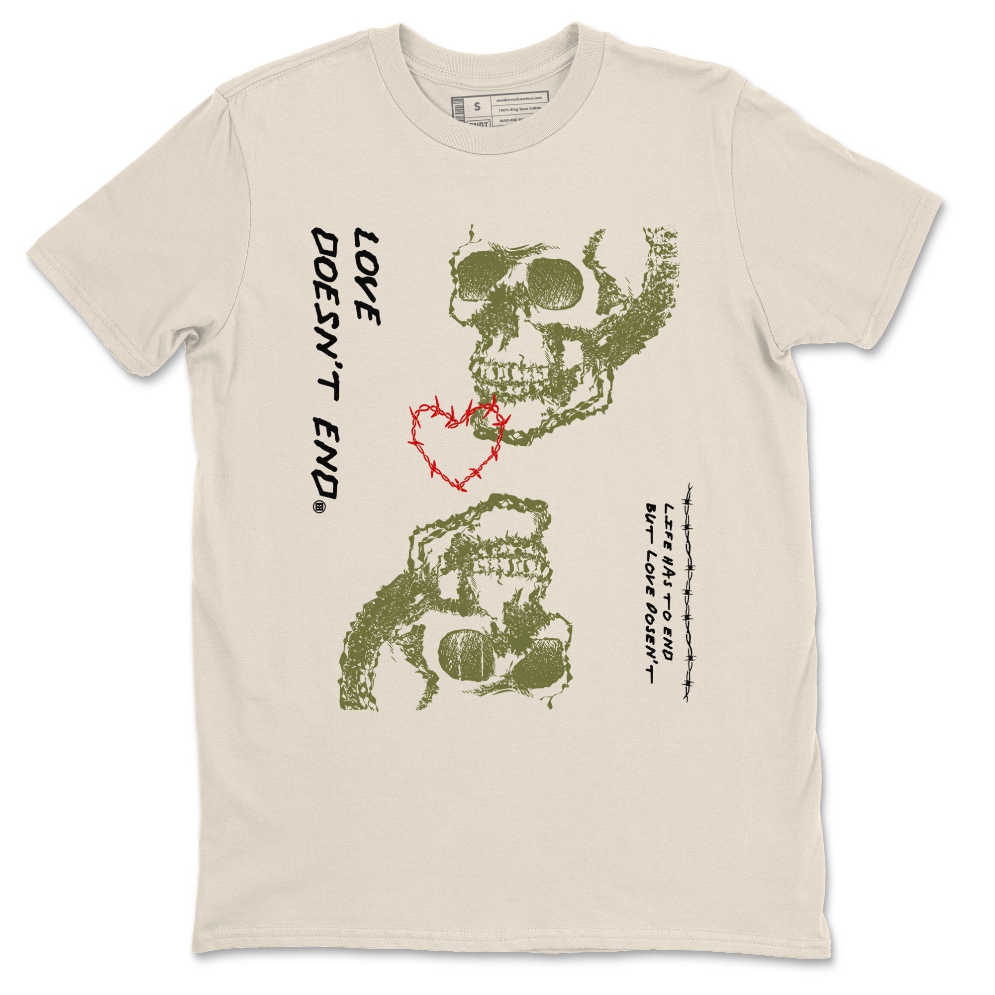 Love Doesn't End snkmatch Tees - Air Jordan 1 Travis Scott Medium Olive