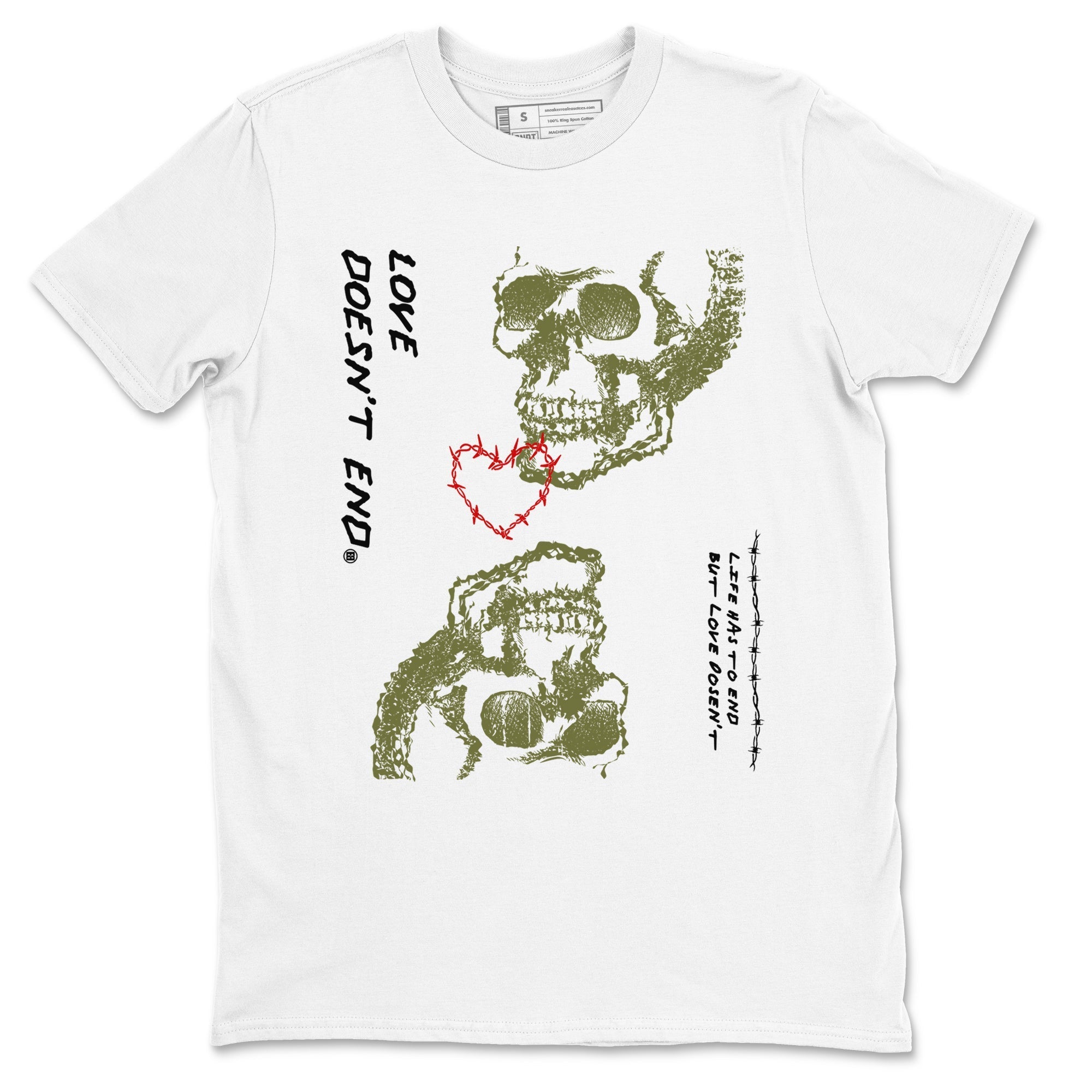 Love Doesn't End snkmatch Tees - Air Jordan 1 Travis Scott Medium Olive