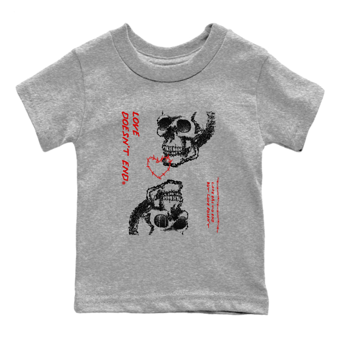 Love Doesn't End snkmatch Tees Kids - Air Jordan 11 Bred Velvet