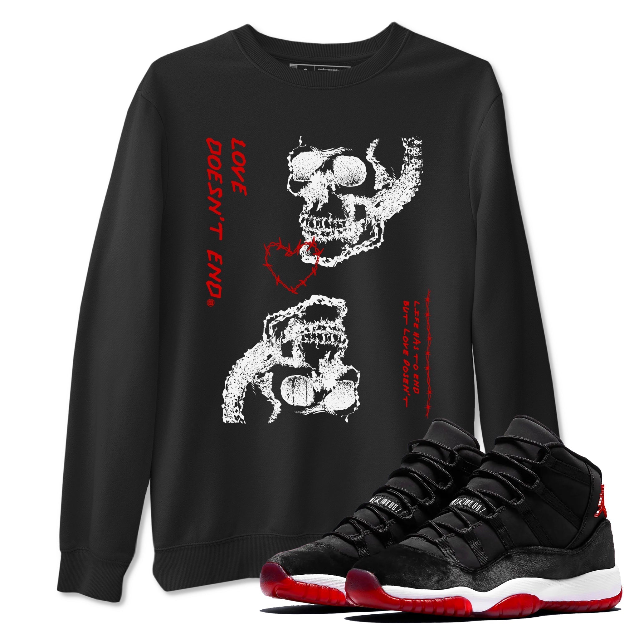 Love Doesn't End snkmatch Tees - Air Jordan 11 Bred Velvet