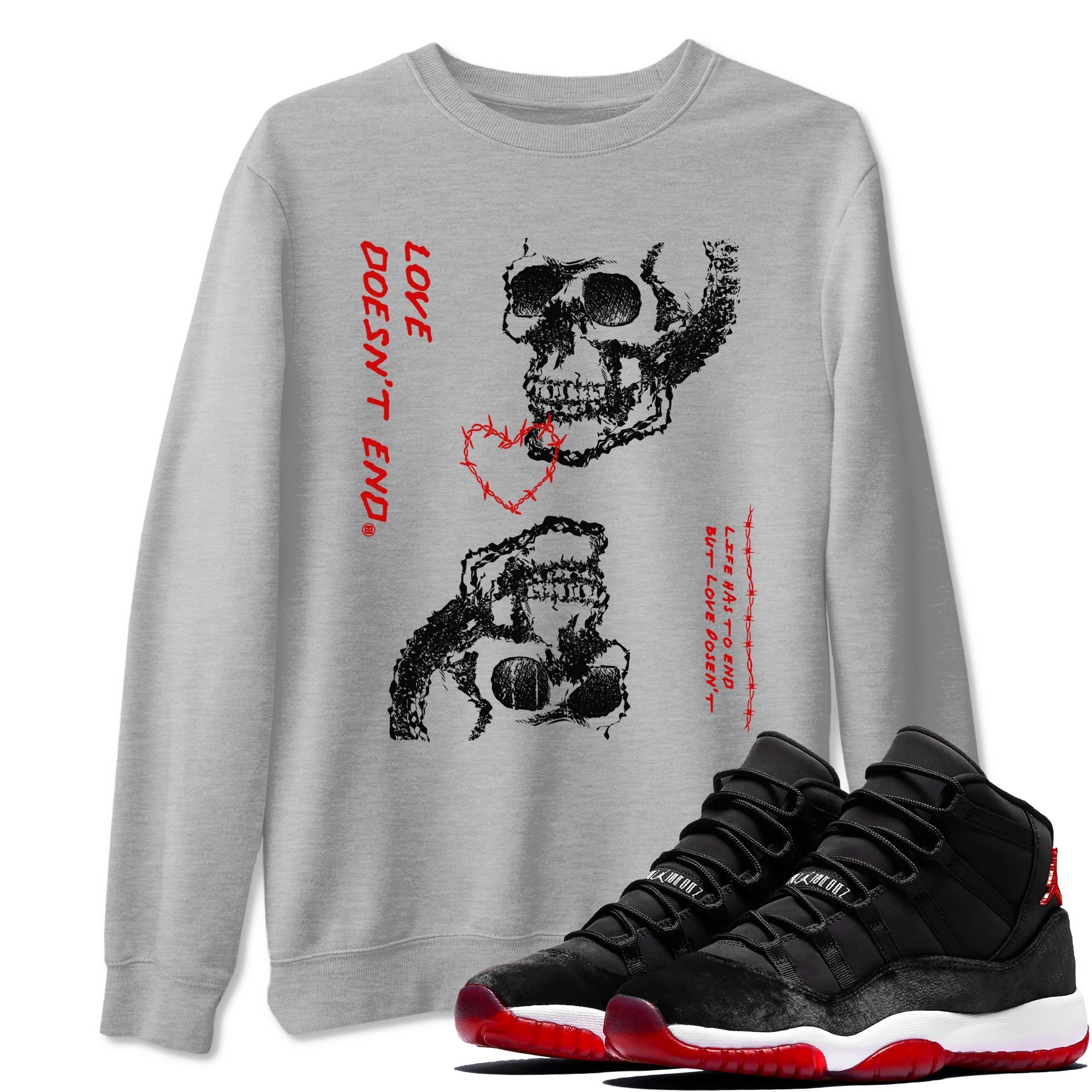Love Doesn't End snkmatch Tees - Air Jordan 11 Bred Velvet