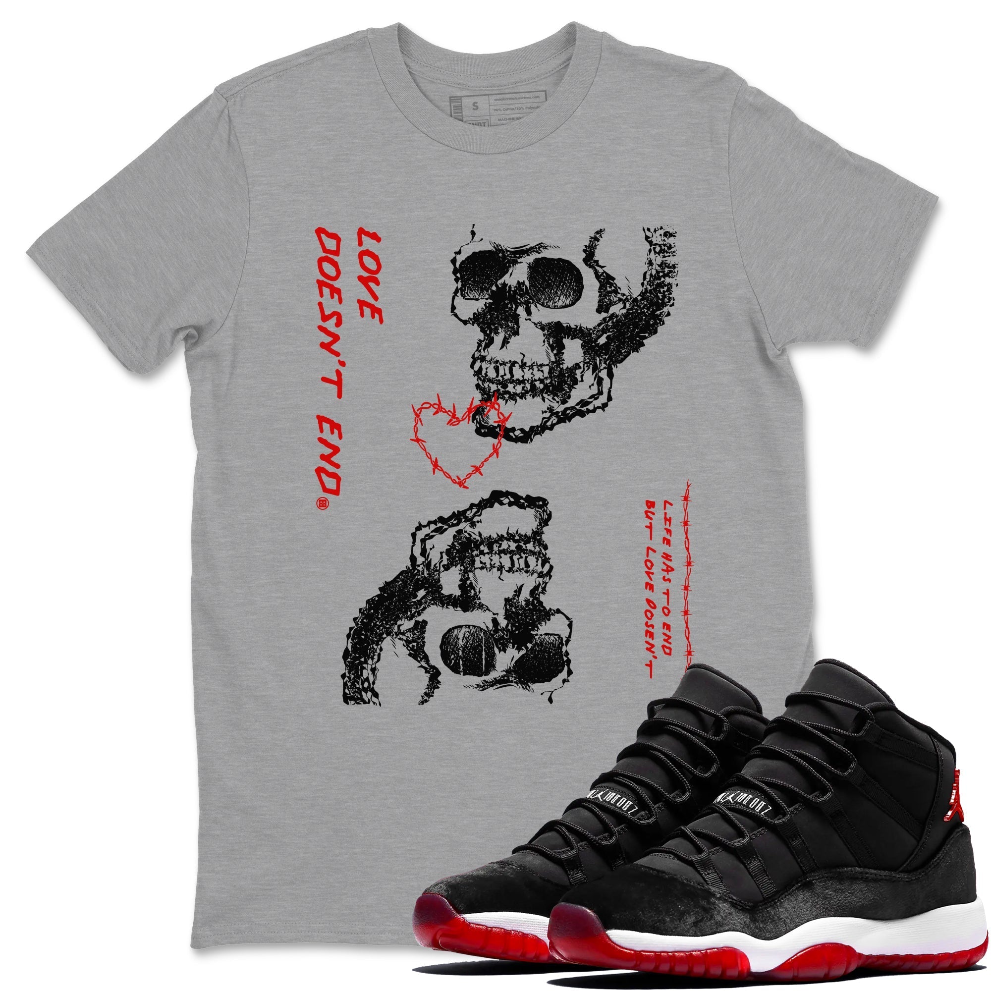 Love Doesn't End snkmatch Tees - Air Jordan 11 Bred Velvet