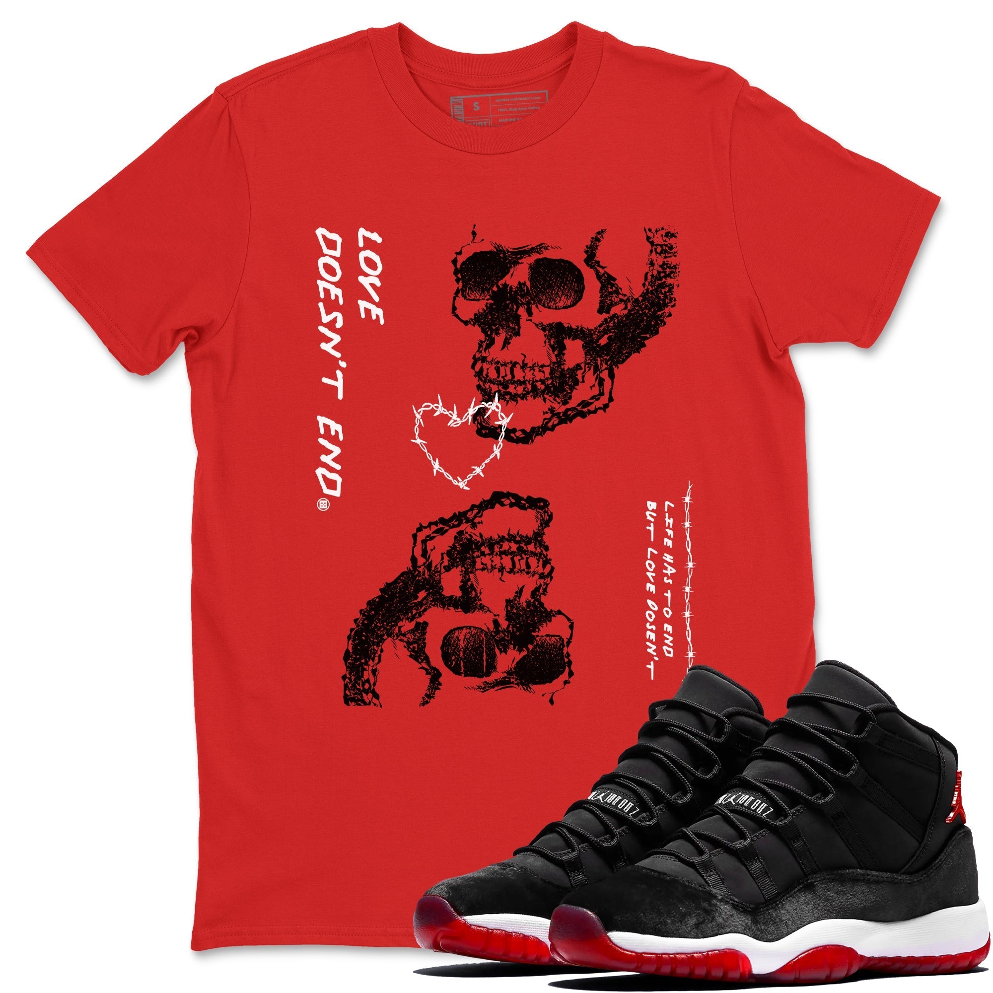 Love Doesn't End snkmatch Tees - Air Jordan 11 Bred Velvet