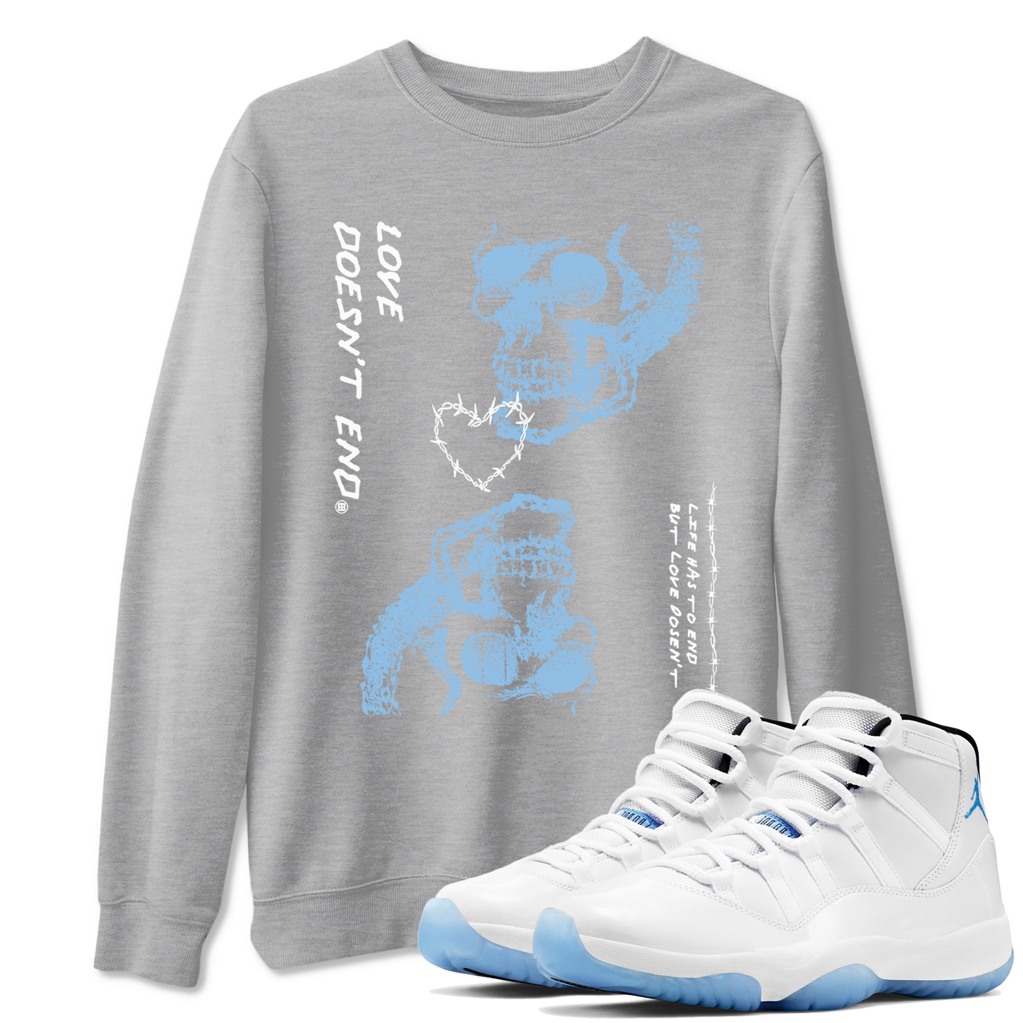 Love Doesn't End snkmatch Tees - Air Jordan 11 Legend Blue