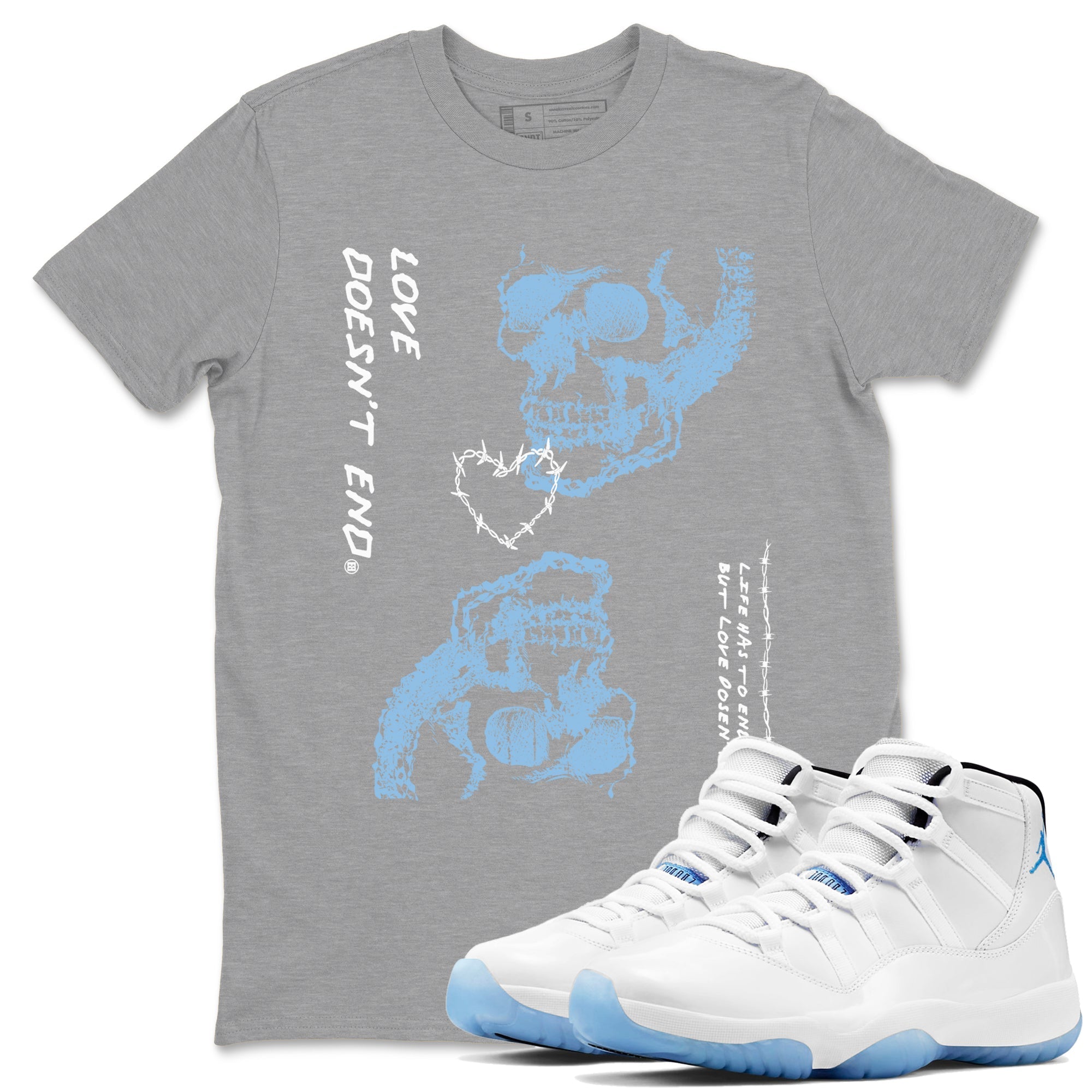 Love Doesn't End snkmatch Tees - Air Jordan 11 Legend Blue