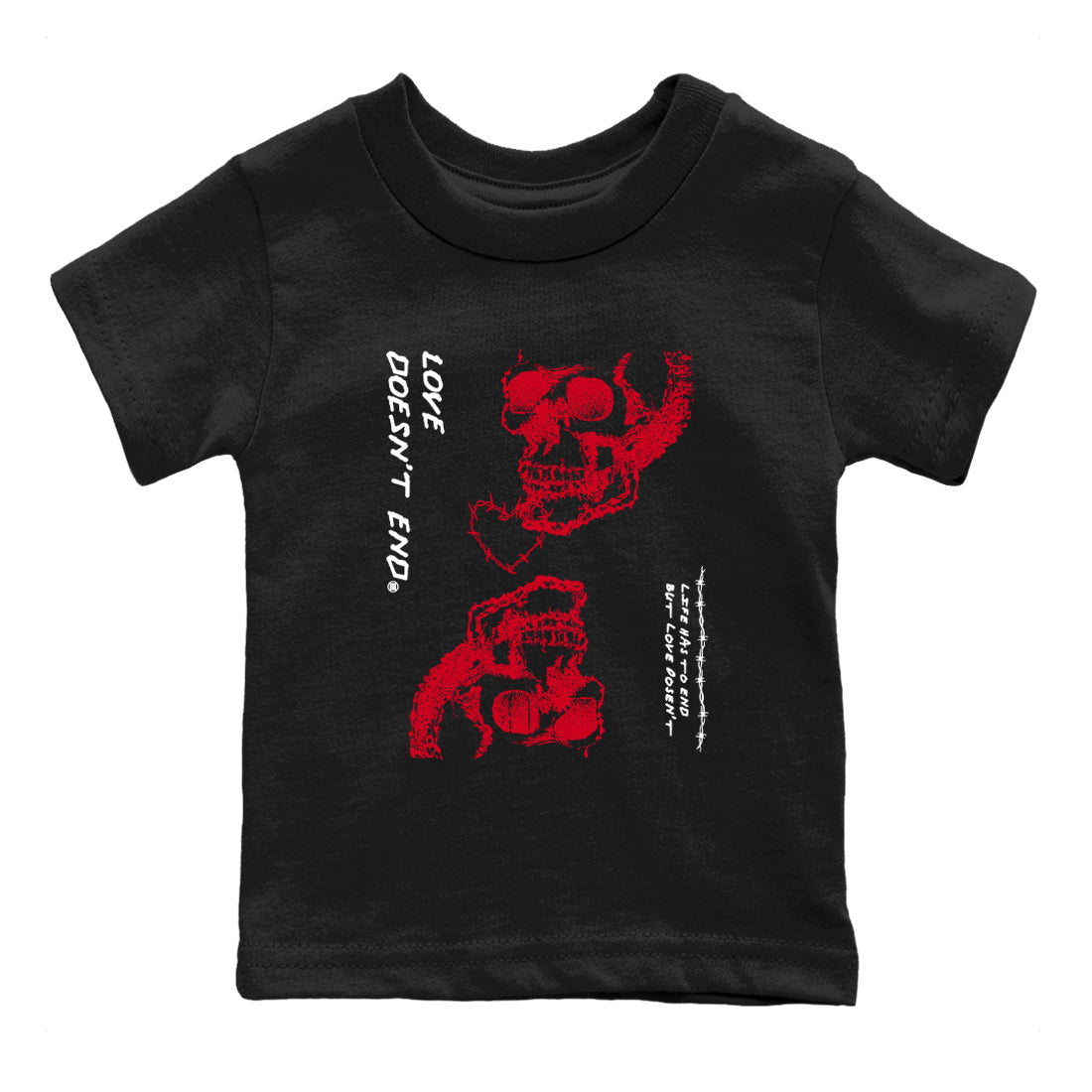 Love Doesn't End snkmatch Tees Kids - Air Jordan 12 Flu Game