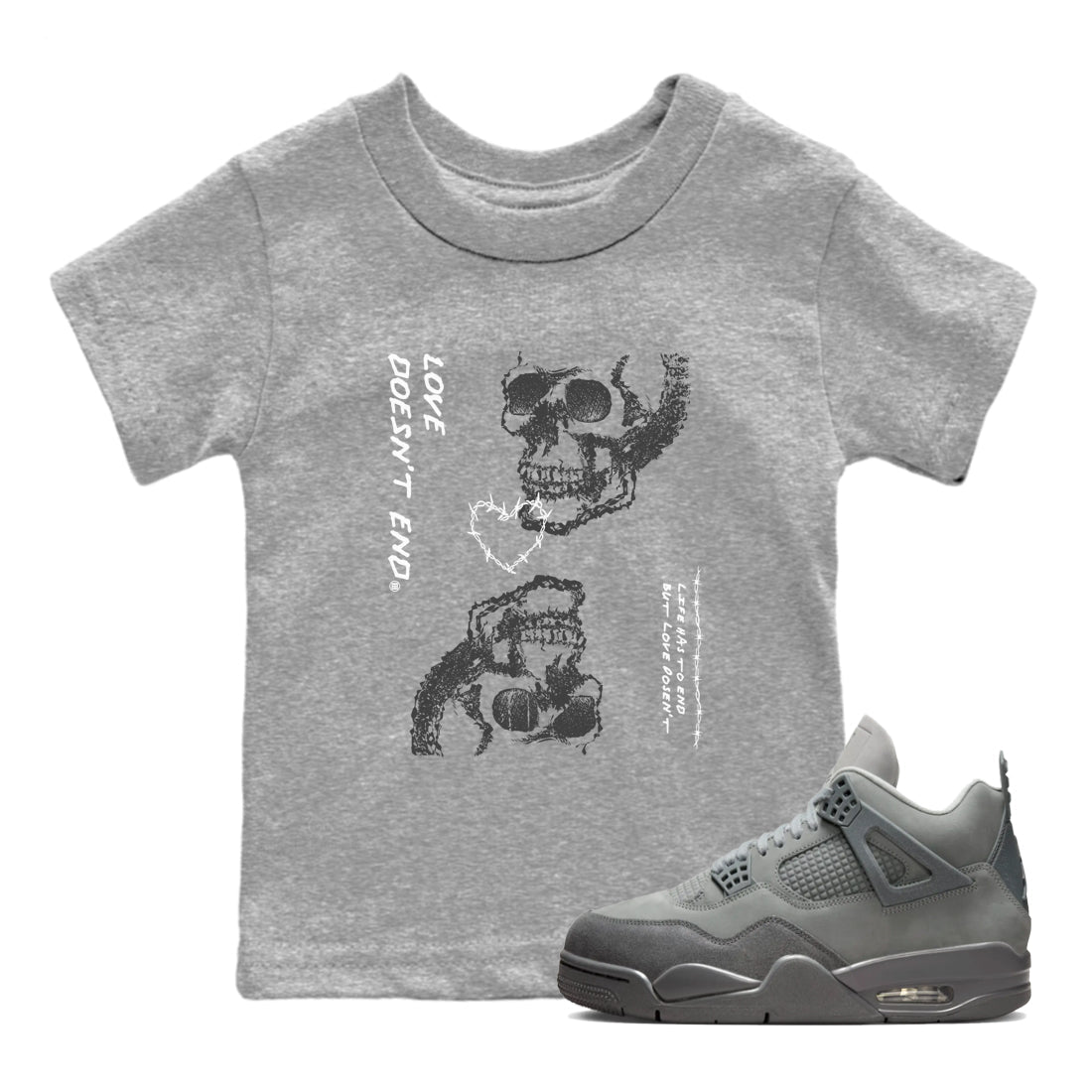 Love Doesn't End snkmatch Tees Kids - Air Jordan 4 Wet Cement