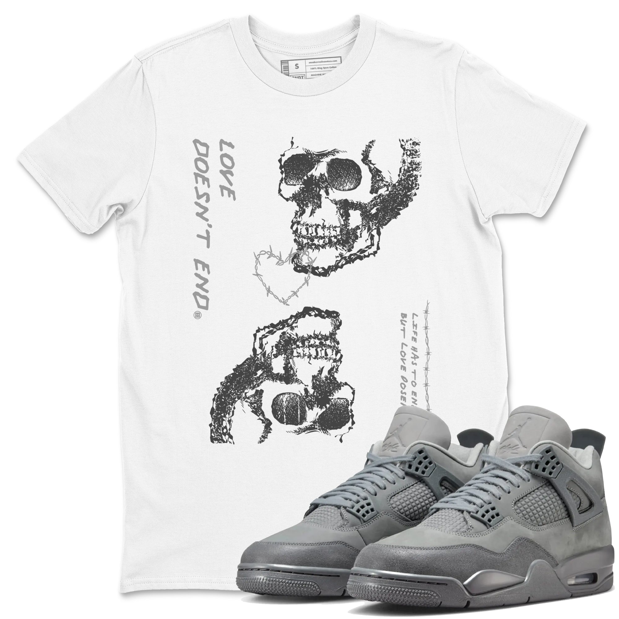 Love Doesn't End snkmatch Tees - Air Jordan 4 Wet Cement