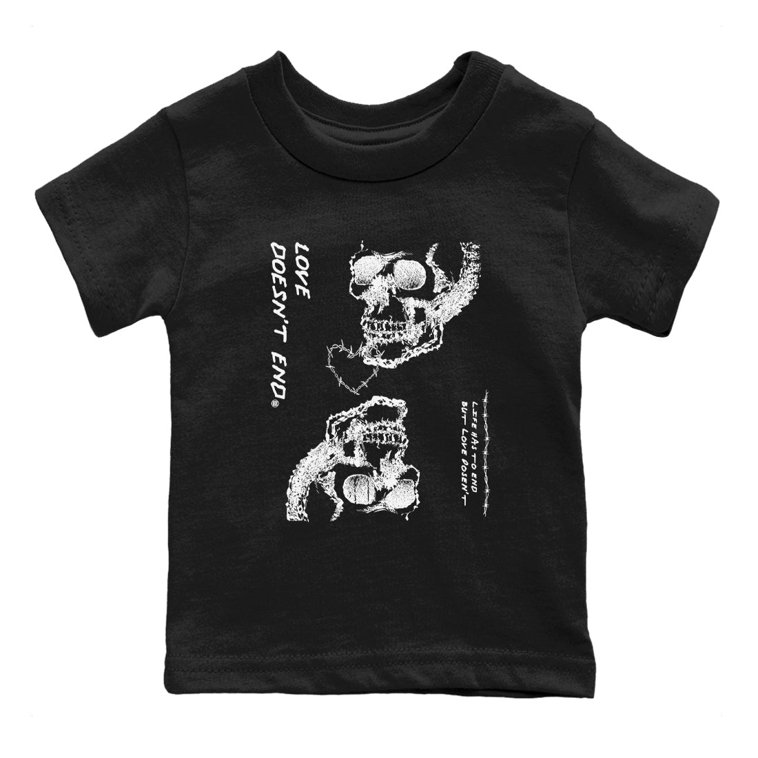 Love Doesn't End snkmatch Tees Kids - Air Jordan 4 White Thunder