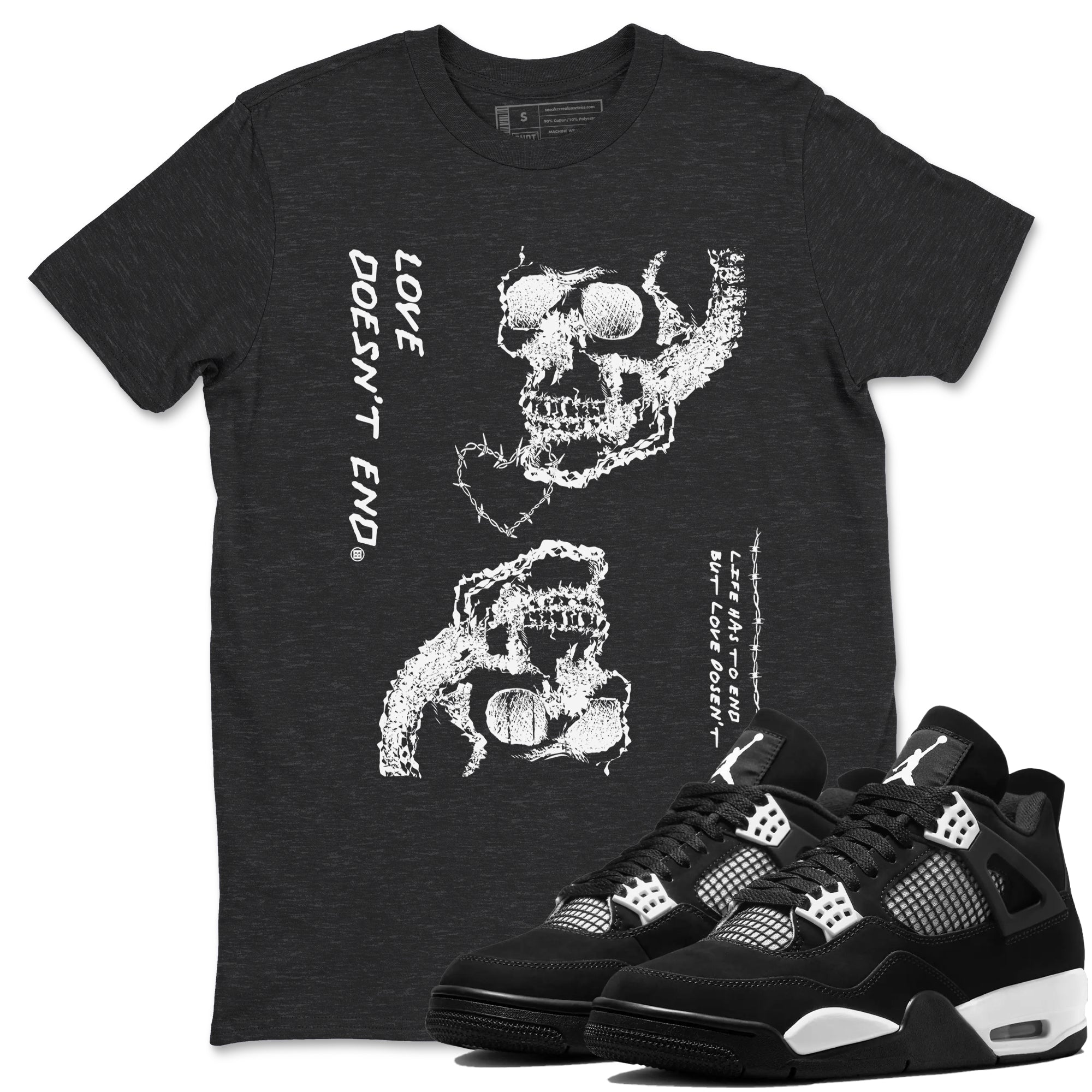 Love Doesn't End snkmatch Tees - Air Jordan 4 White Thunder