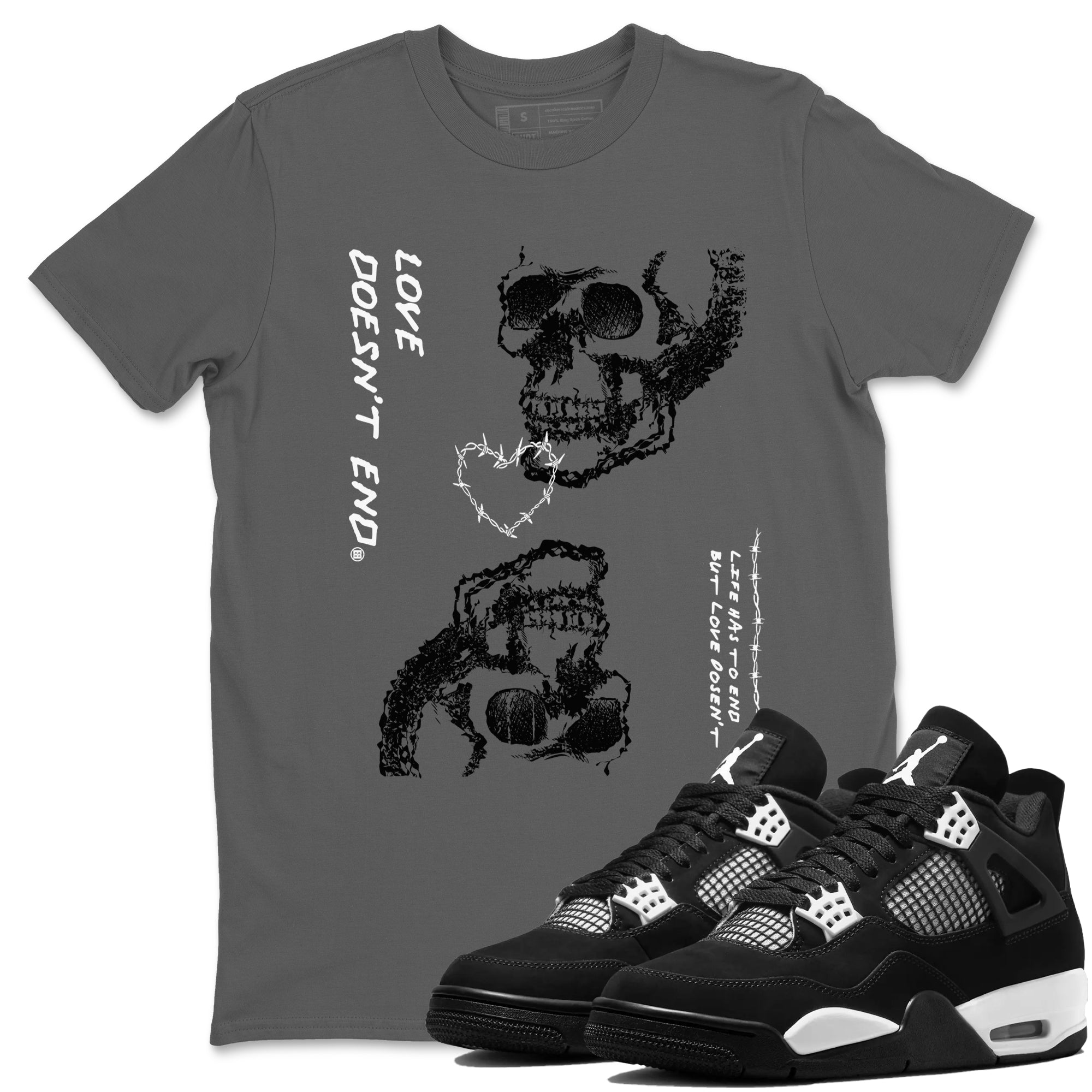 Love Doesn't End snkmatch Tees - Air Jordan 4 White Thunder