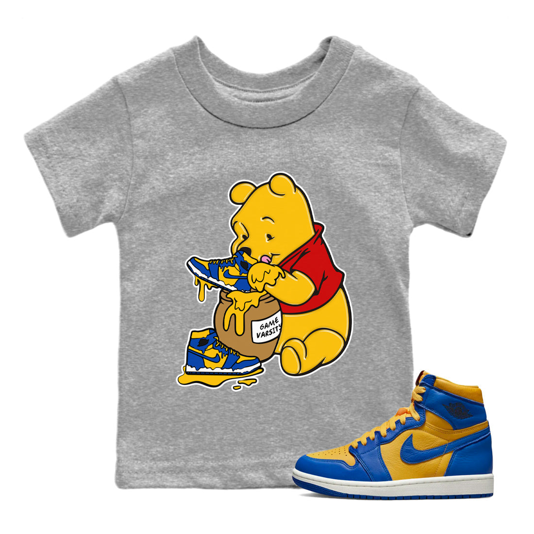Love Honey Kids Tops - Air Jordan 1 Game Royal Varsity Maize