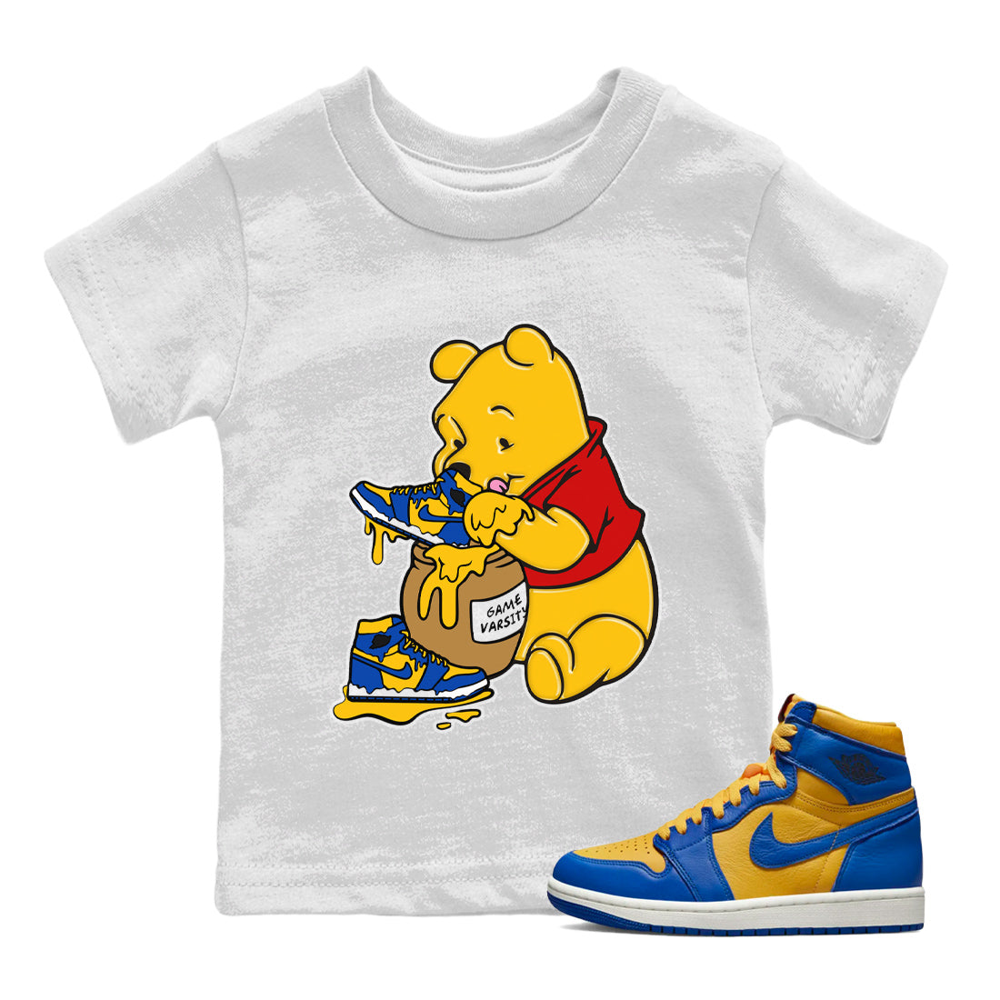 Love Honey Kids Tops - Air Jordan 1 Game Royal Varsity Maize