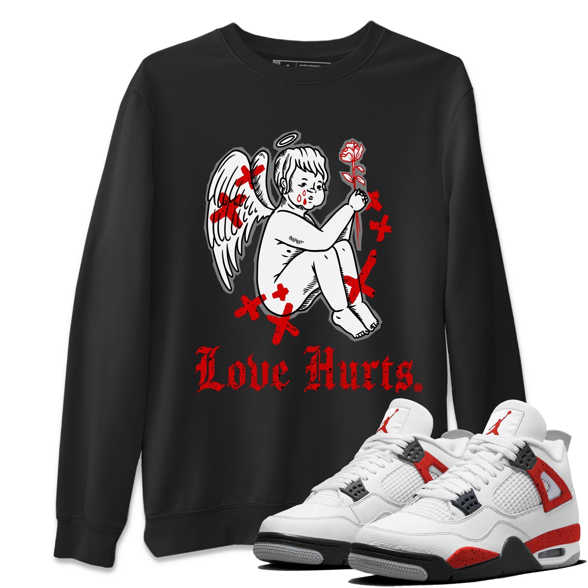 Love Hurts Unisex Tops - Air Jordan 4 Red Cement