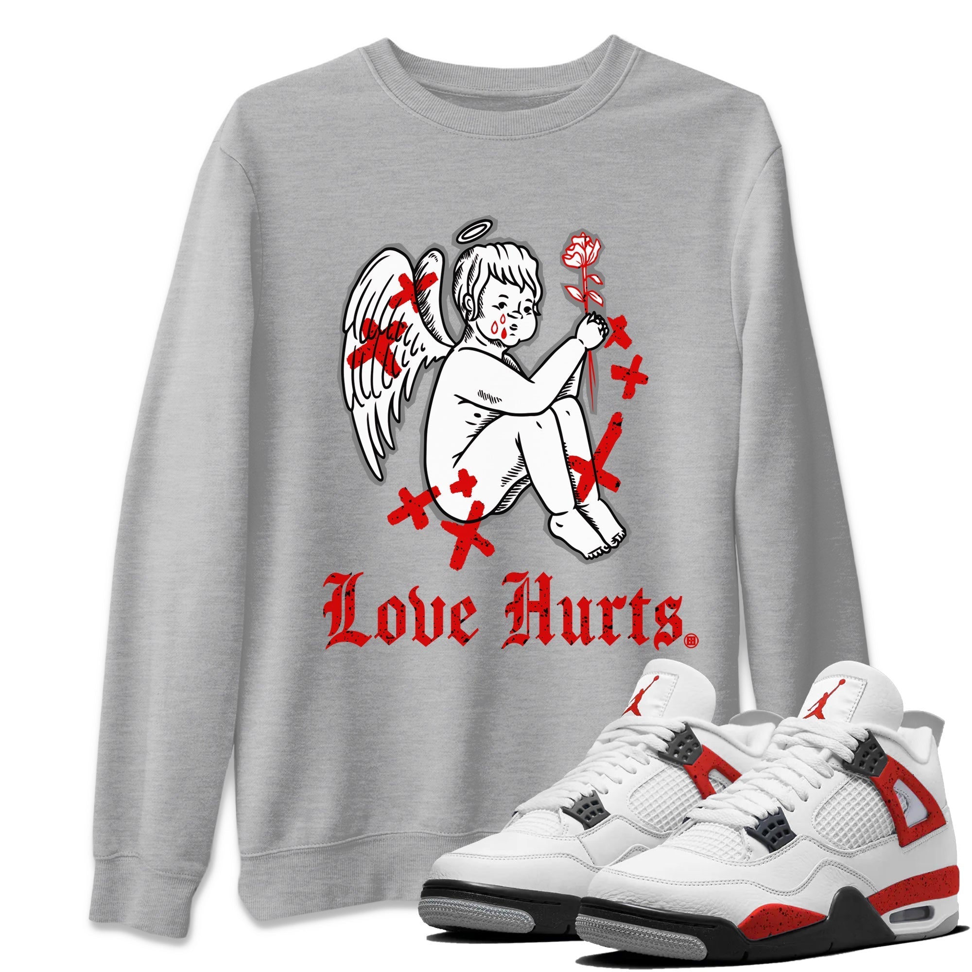 Love Hurts Unisex Tops - Air Jordan 4 Red Cement