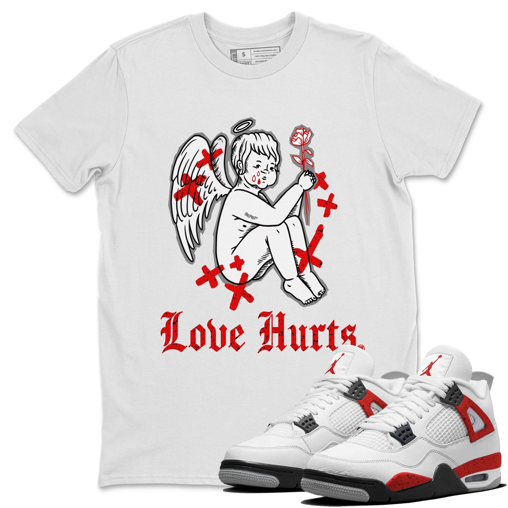 Love Hurts Unisex Tops - Air Jordan 4 Red Cement