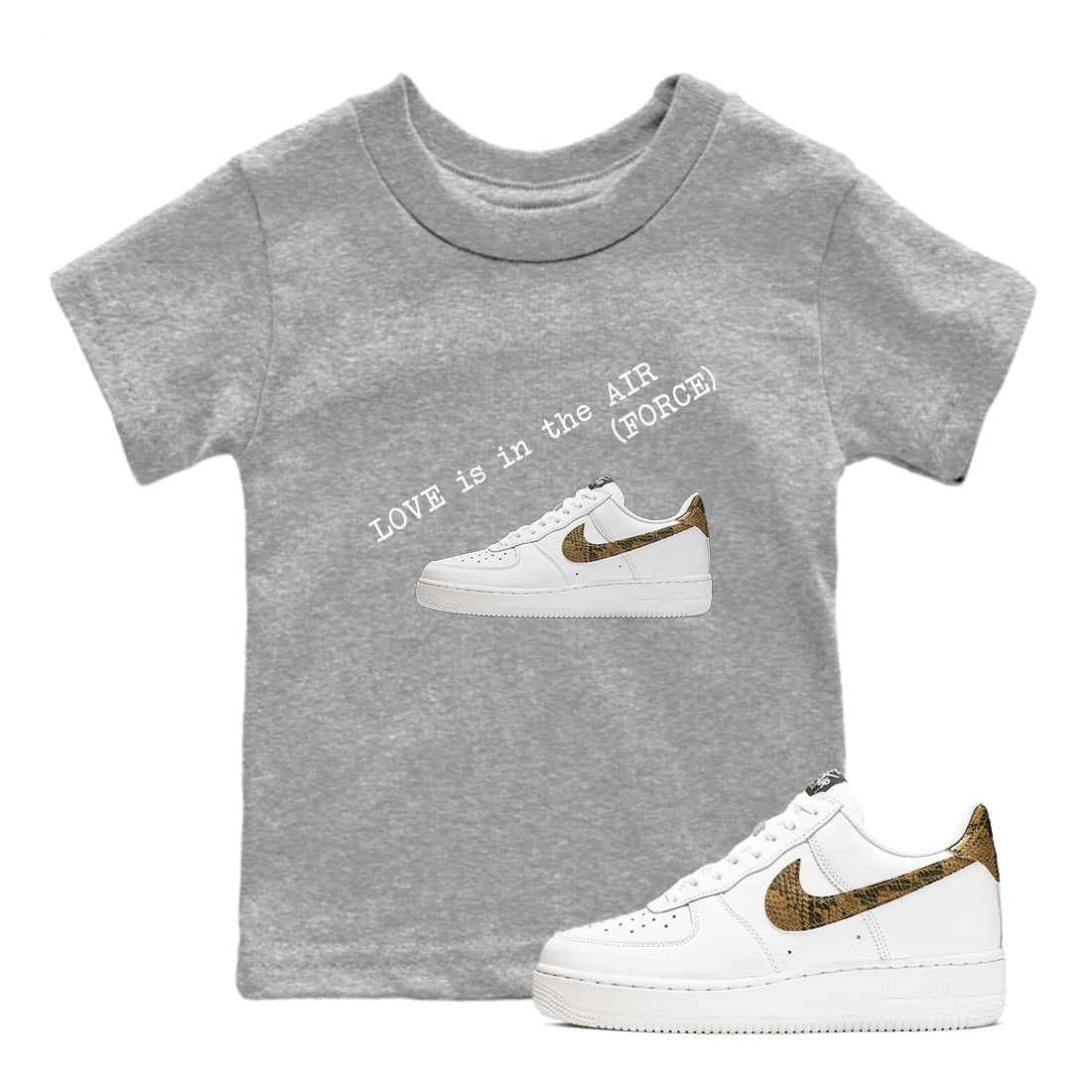 Love In The Air snkmatch Tees Kids - Air Force 1 Ivory Snake